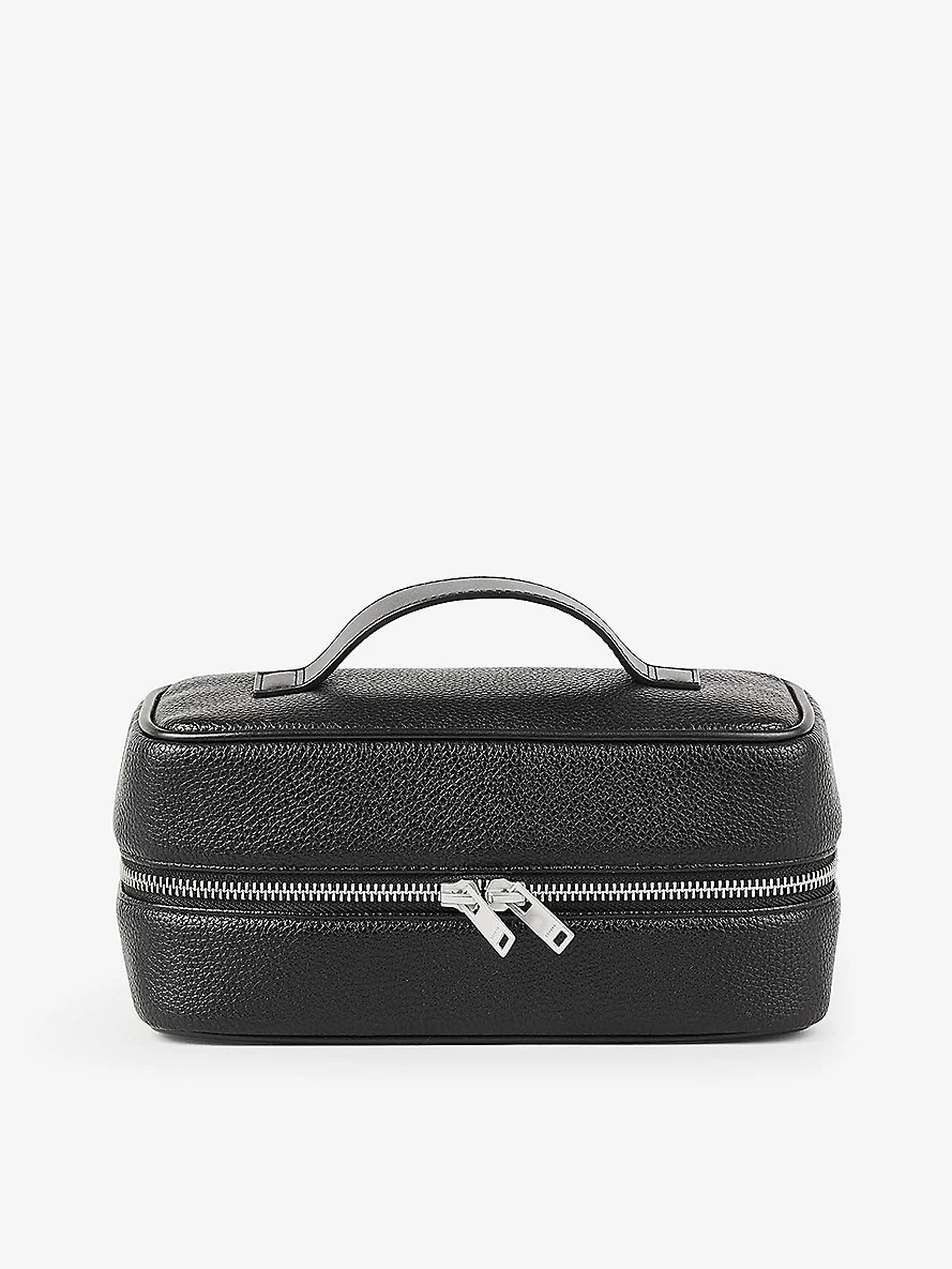 Top handle grained faux-leather wash bag - 1
