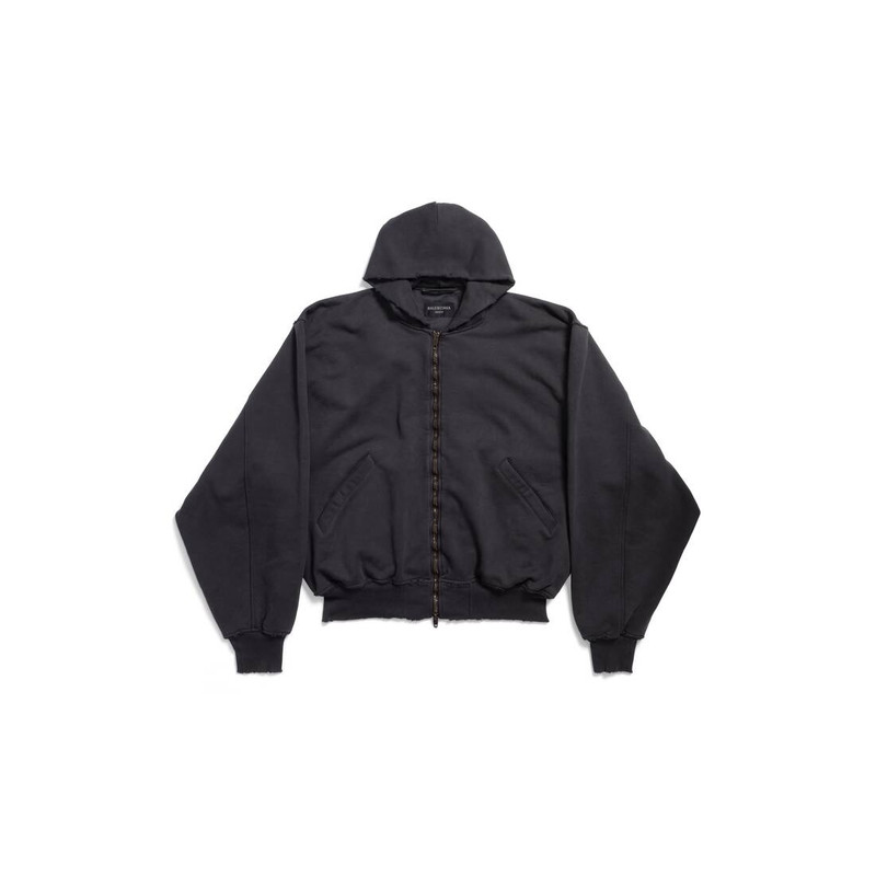 BALENCIAGA Men's Agaicnelab Hooded Bomber in Black/orange | REVERSIBLE