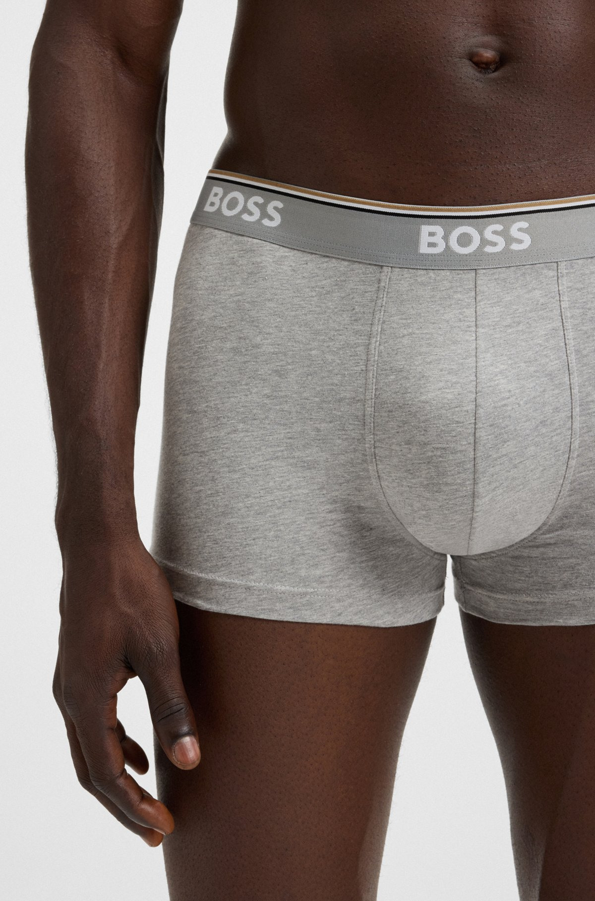 THREE-PACK OF STRETCH-COTTON TRUNKS WITH LOGO WAISTBANDS - 4