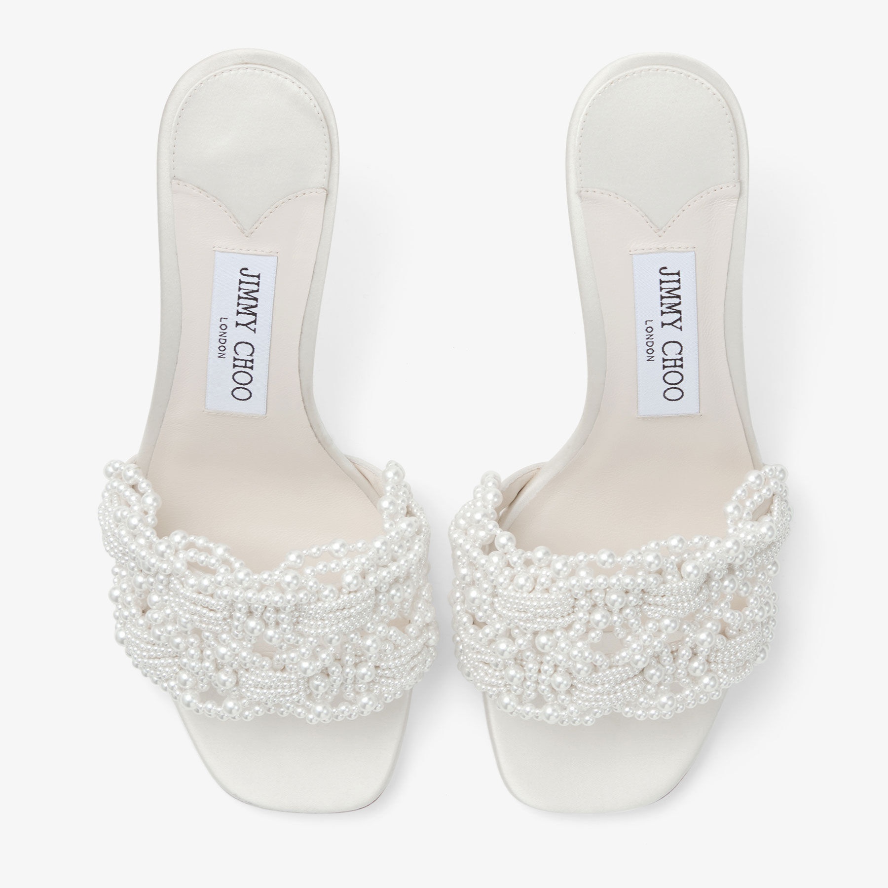 Cary Mule 70
Ivory Satin Mule Sandal with Pearl Embellishments - 4