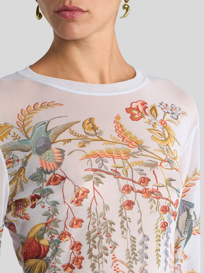 Etro TULLE SWEATER WITH FLORA AND FAUNA MOTIF outlook