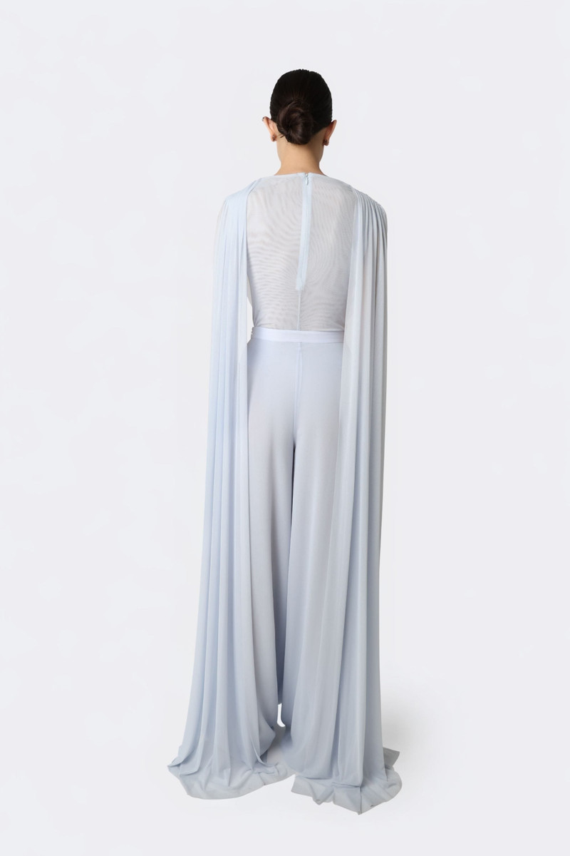 Mesh Cowl Neck Cape Bodysuit 3