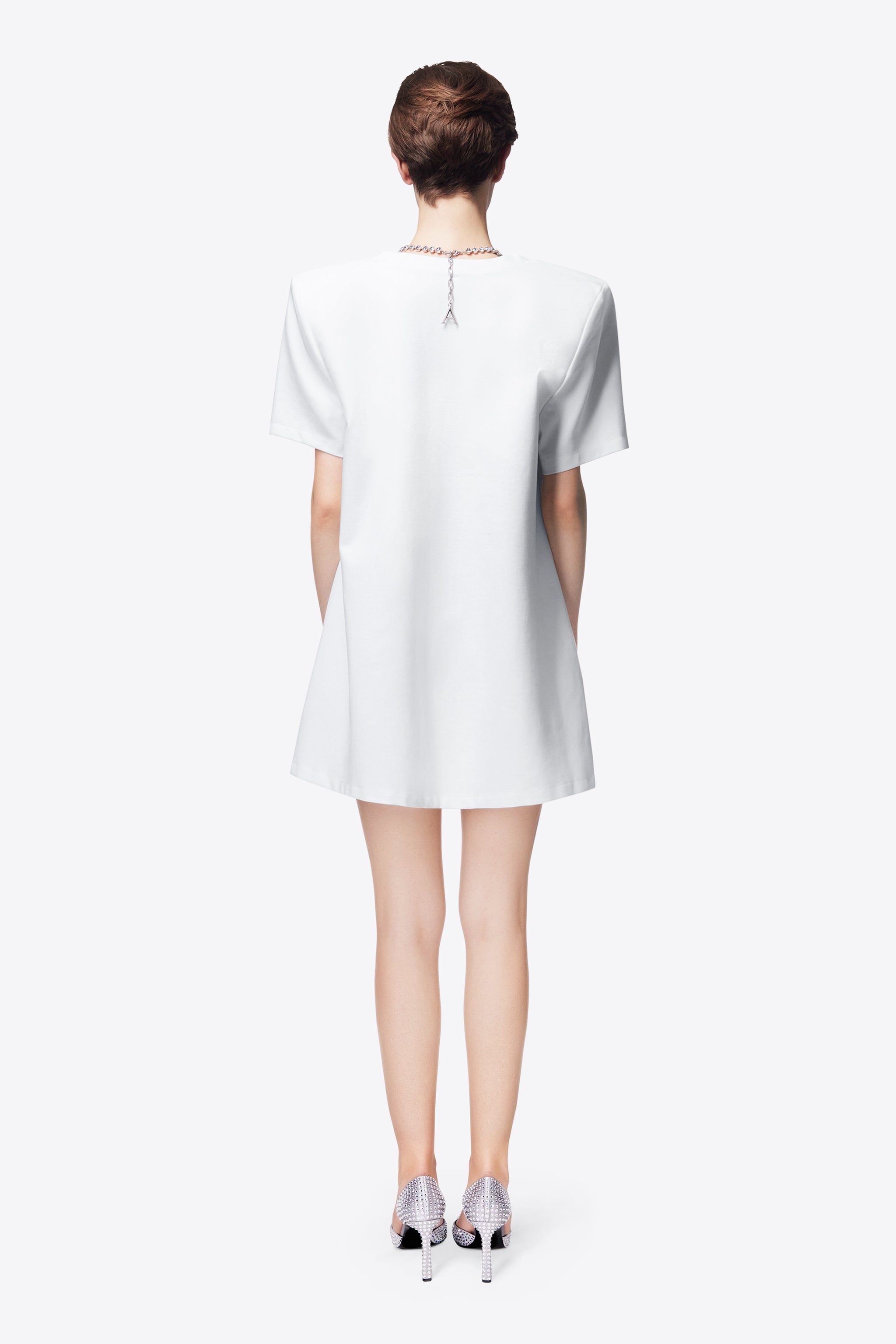 CRYSTAL BUTTERFLY V-NECK T-SHIRT DRESS - 5