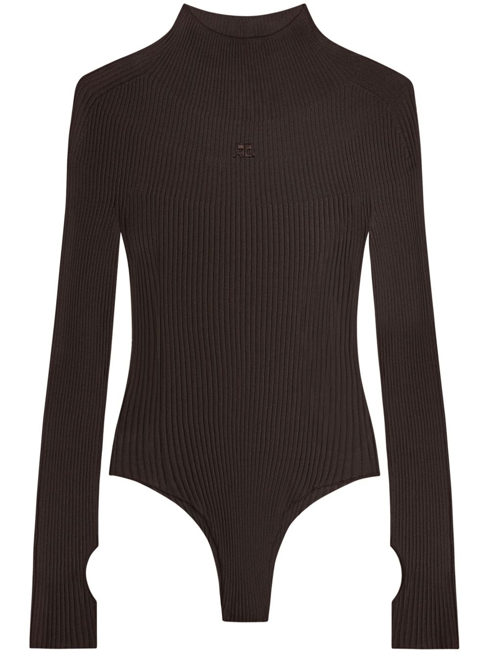 logo-embroidered ribbed bodysuit - 1
