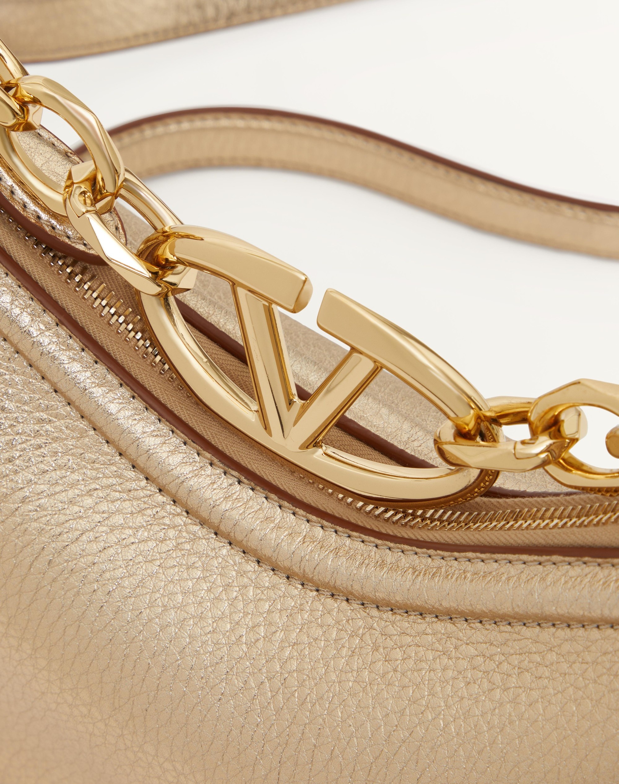 VLOGO MOON MINI HOBO BAG IN METALLIC CALFSKIN WITH CHAIN - 7