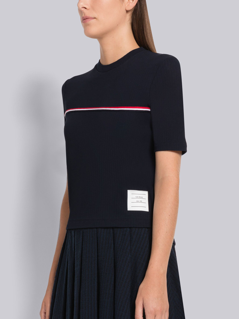 Thom Browne High Twist Rib Stripe Tee outlook