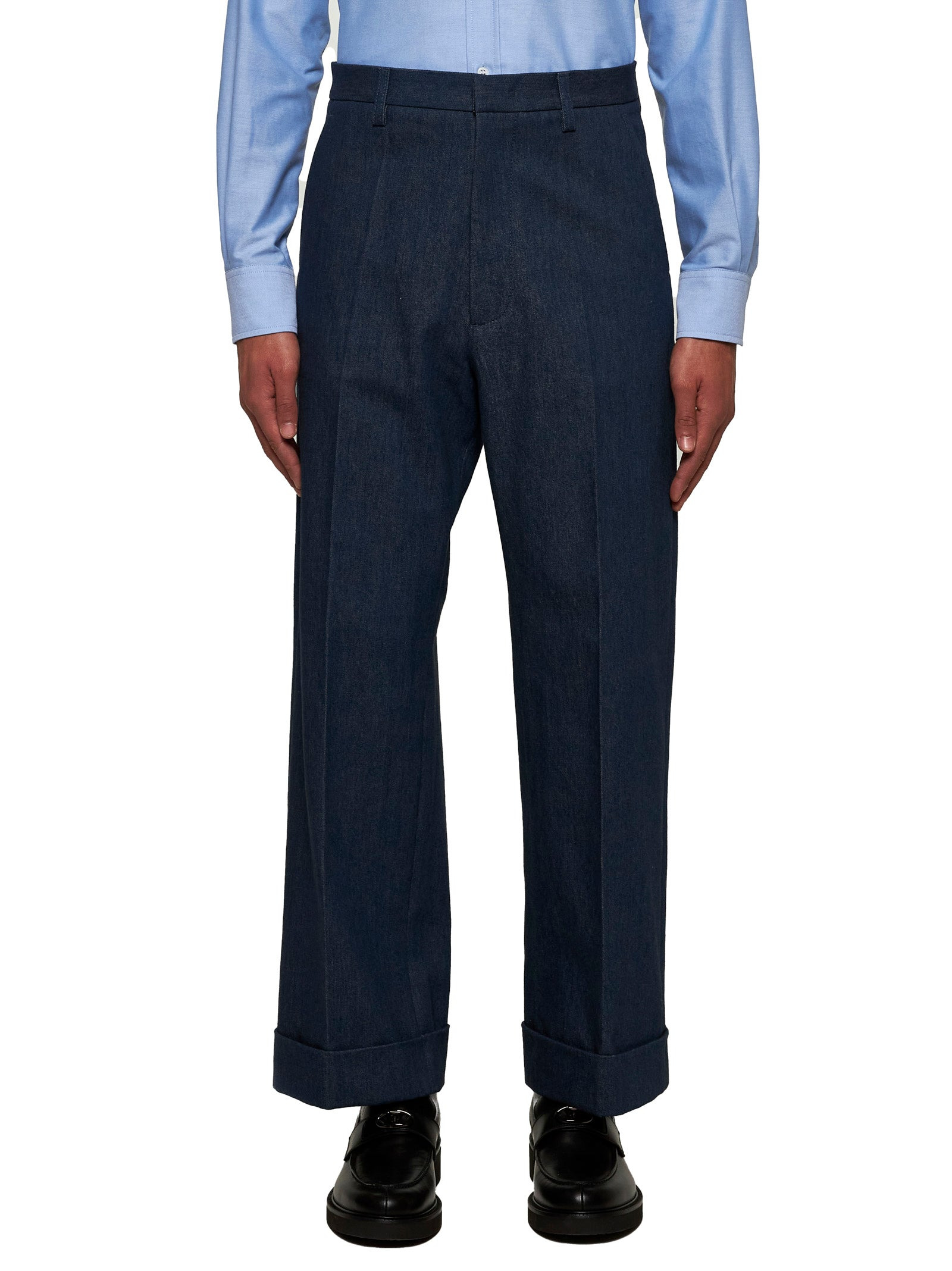 Valentino Men Blue Denim Straight Trousers - 3