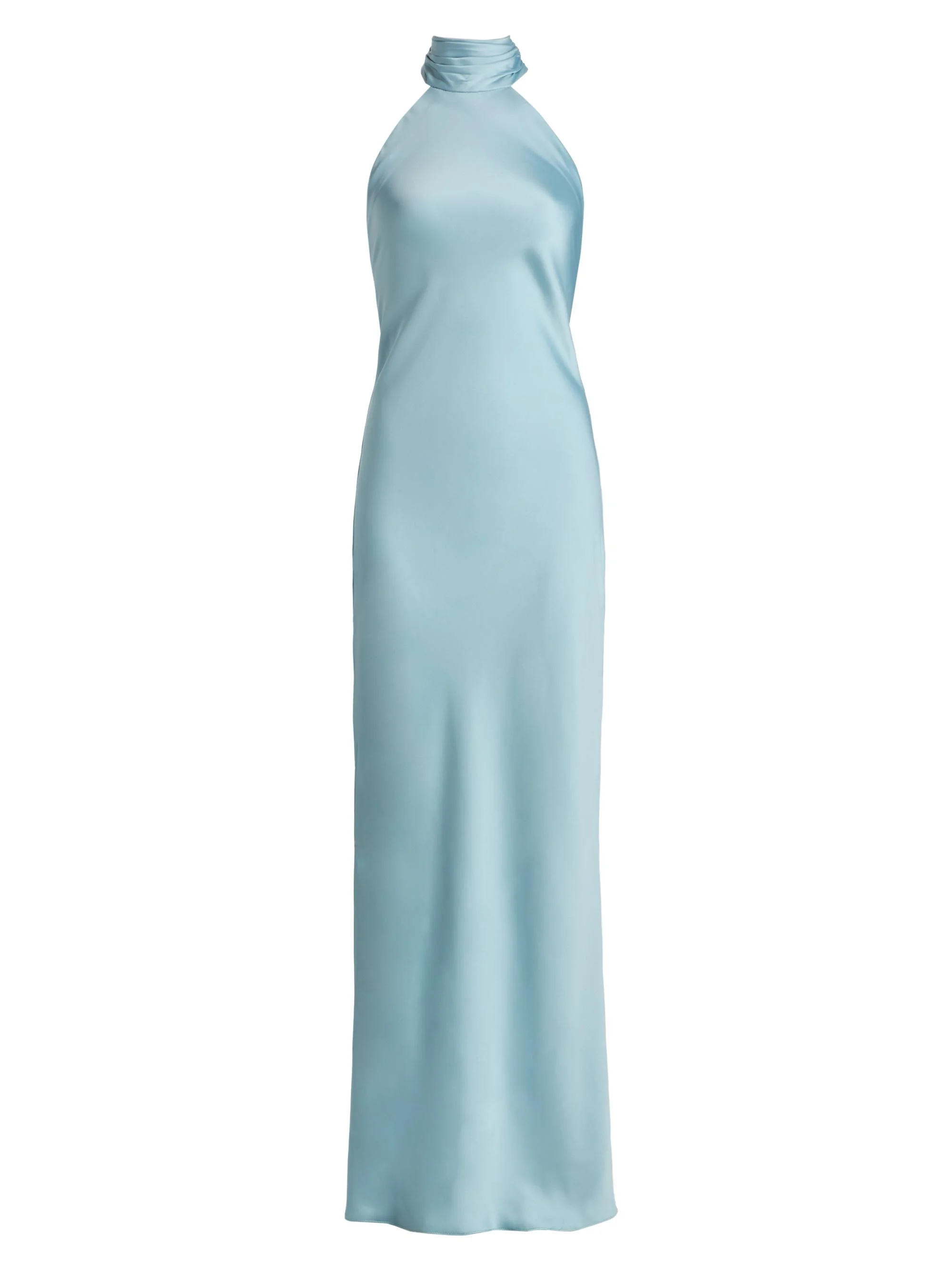 Women's Tatiana High-Neck Satin Gown - Moonstone Blue - 1