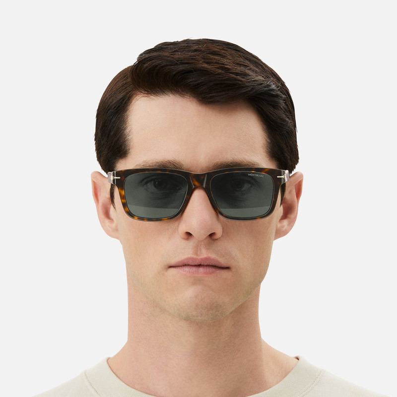 Montblanc Rectangular Sunglasses with Havana Colored Acetate Frame outlook