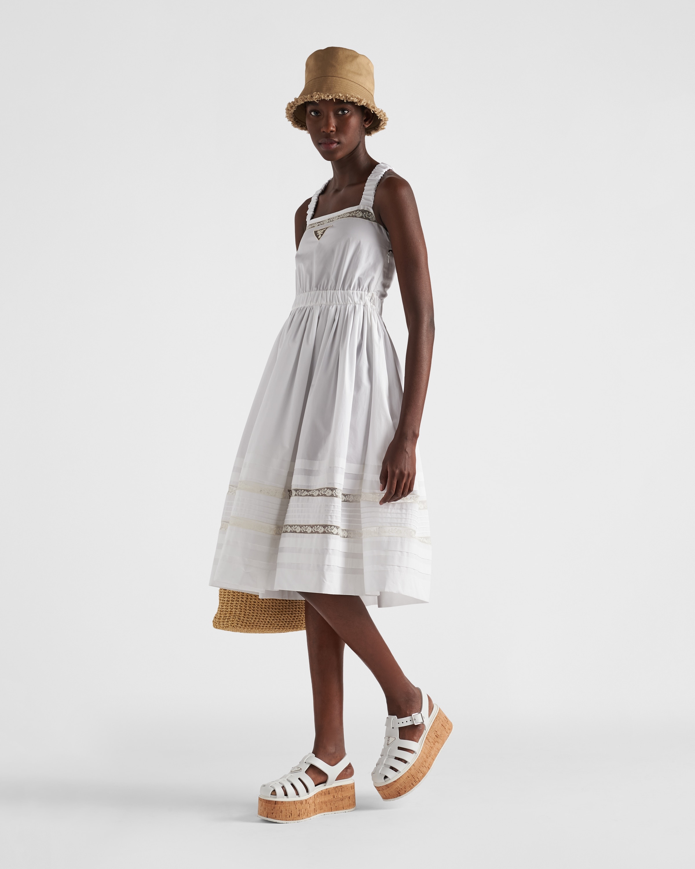 【プラダ・PRADA】Intarsia poplin dress Prada Intarsia poplin dress | REVERSIBLE