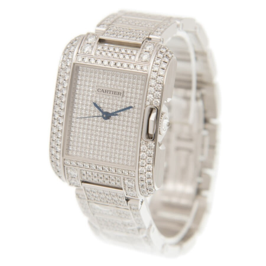 Cartier Tank Anglaise Diamond Pave 18kt White Gold Automatic Men's Watch HPI00561 - 4
