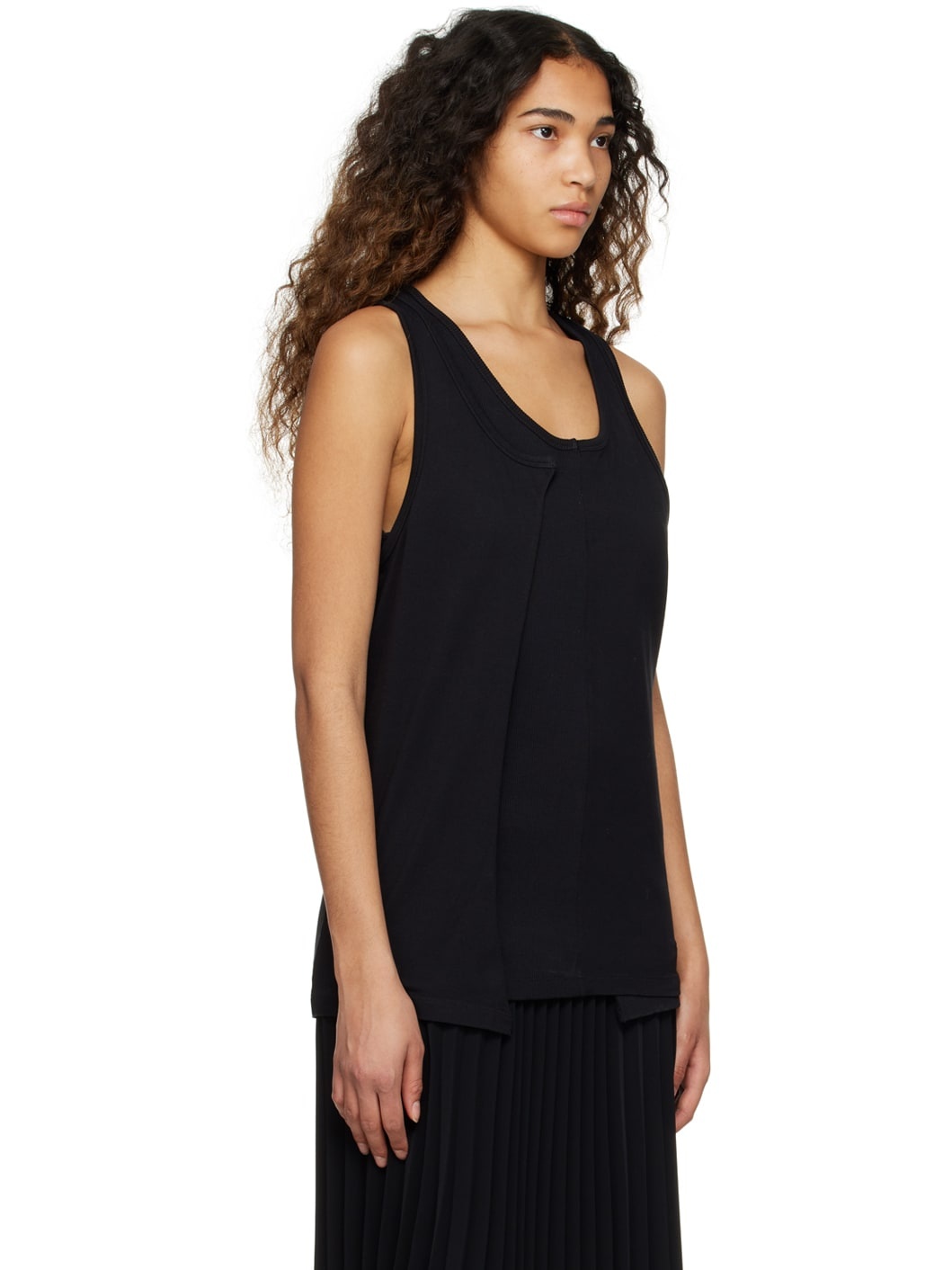 Black Spliced Tank Top - 2