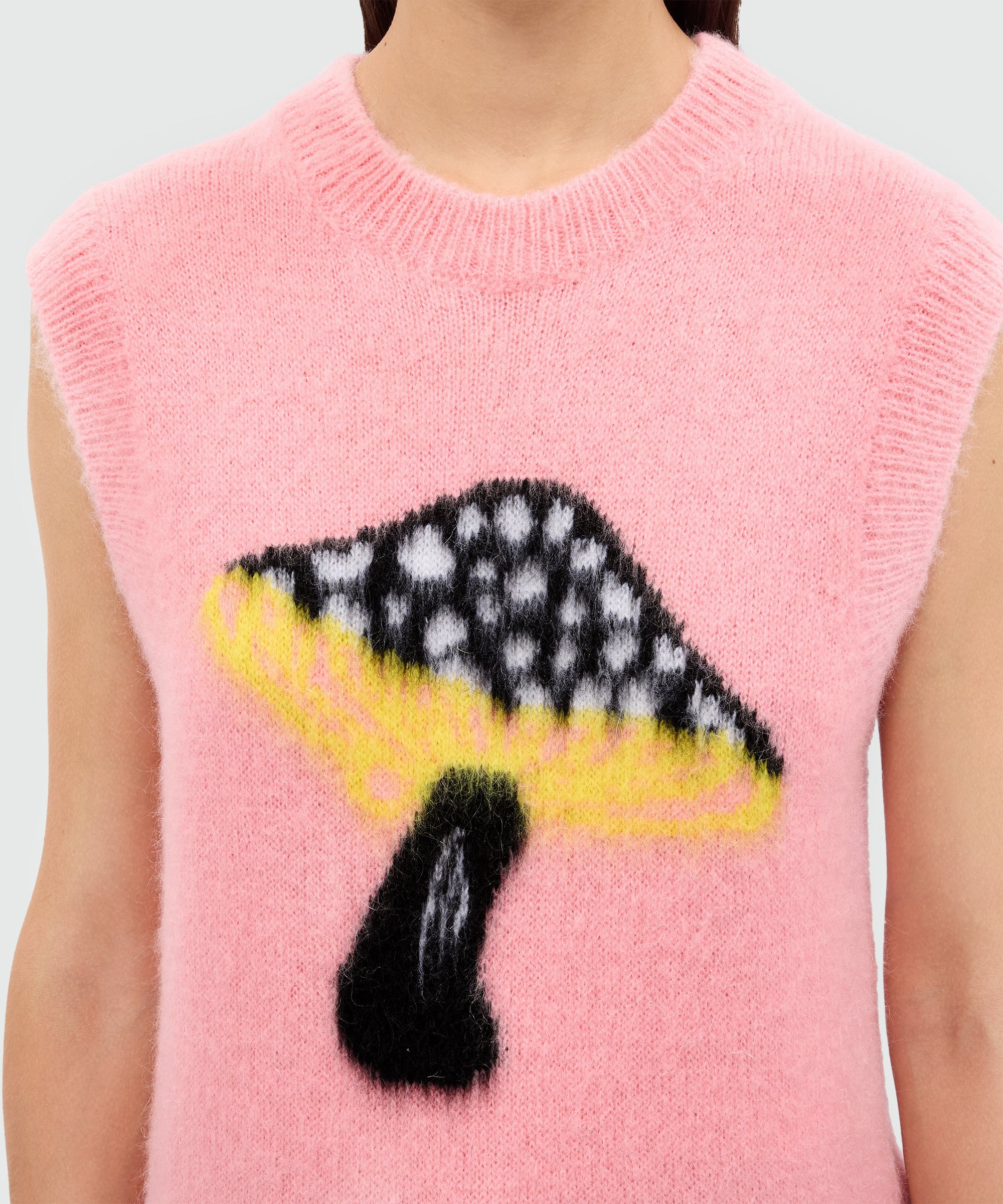 Pink mohair vest with "Fantastic Mushroom" motif - 5