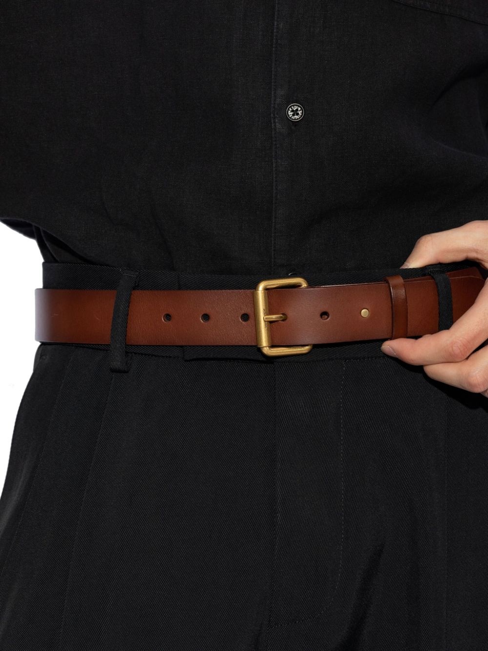 buckle leather belt - 4