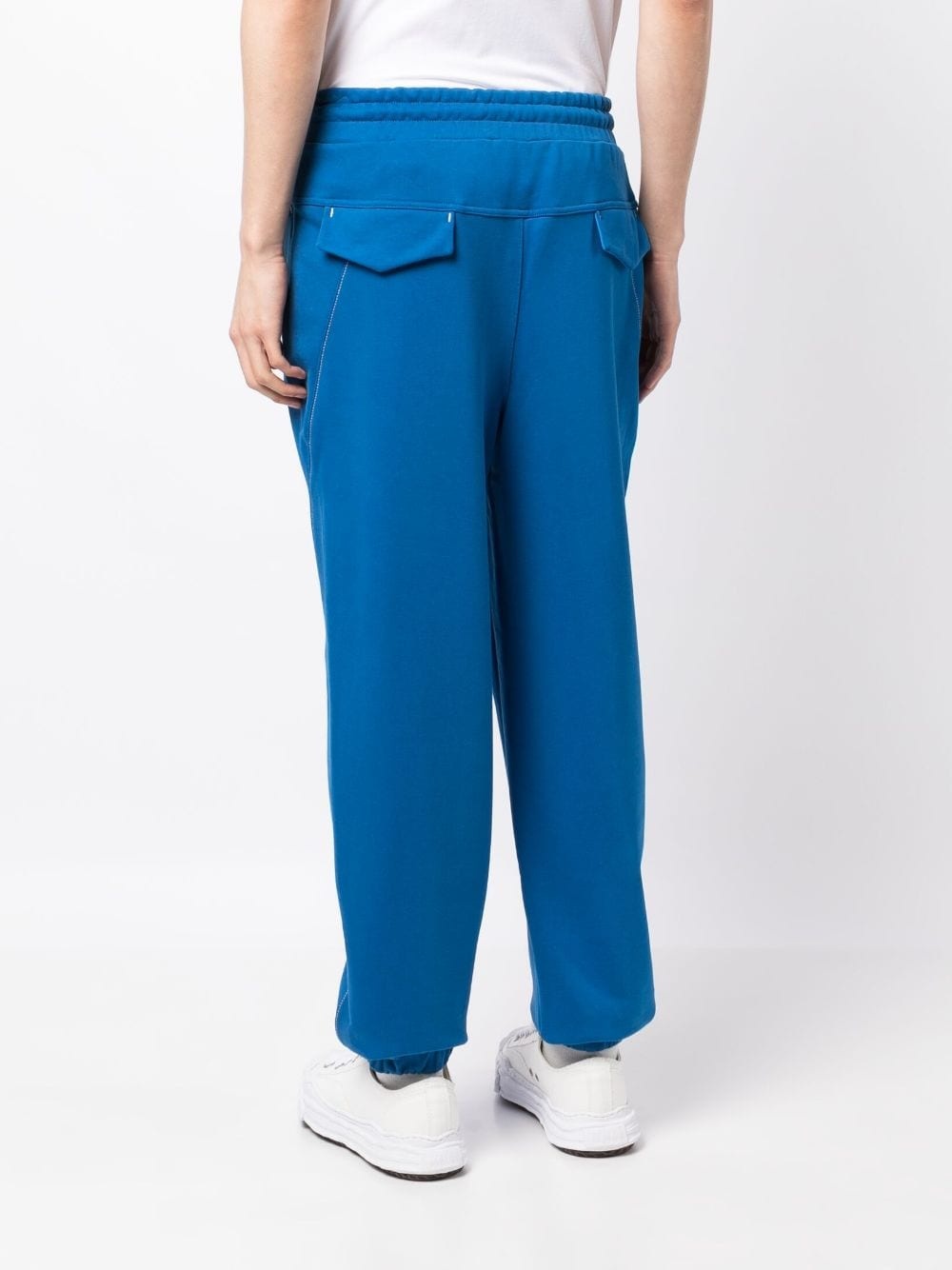 logo-embroidered drawstring cotton trousers - 4