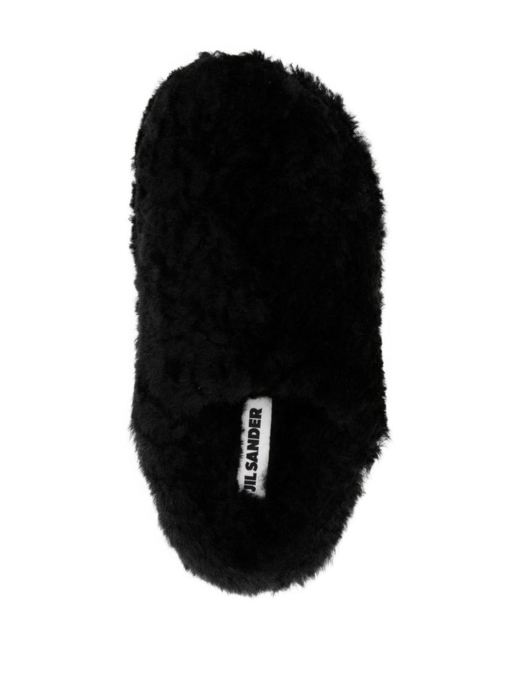 round-toe shearling slippers - 4
