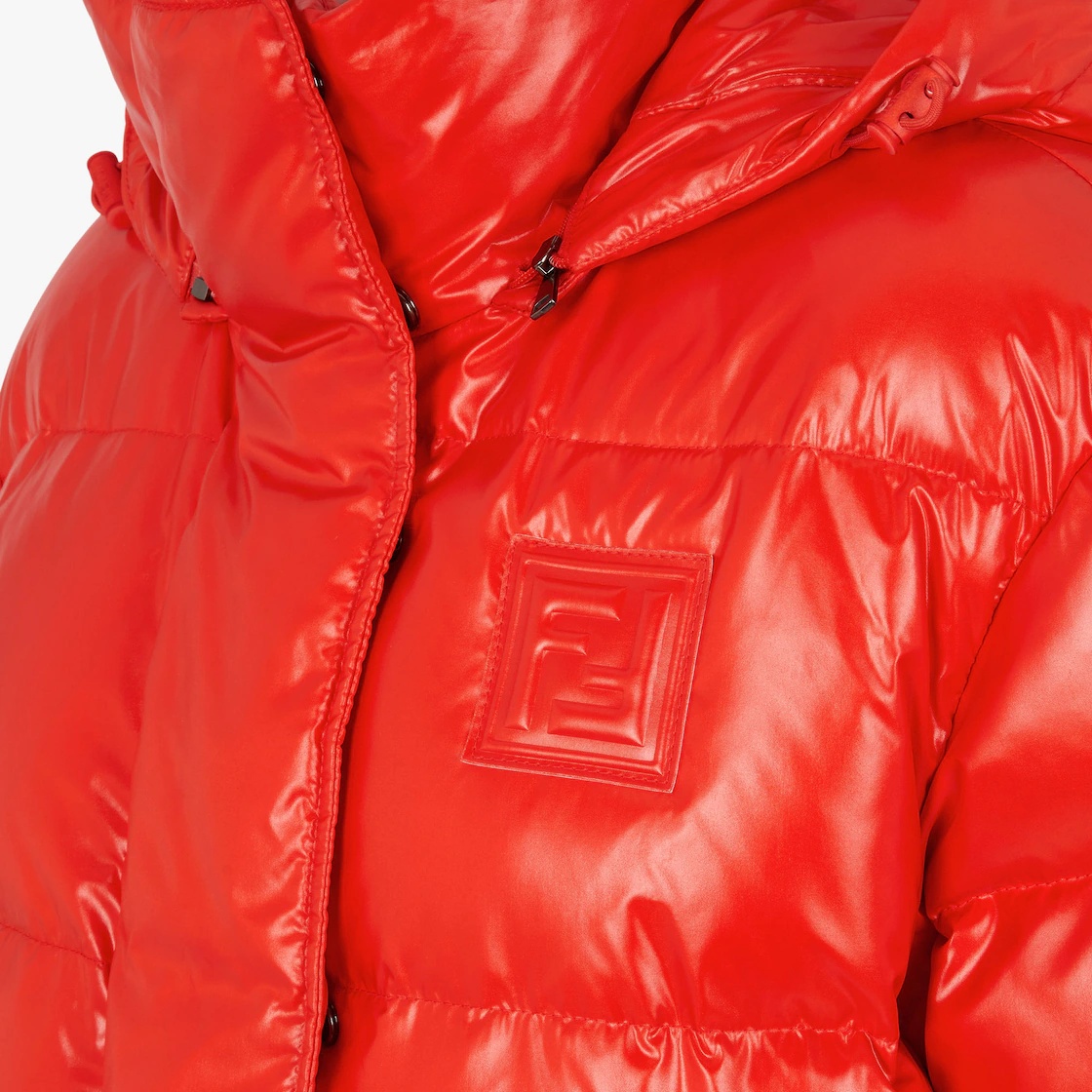Shiny red nylon down jacket - 3