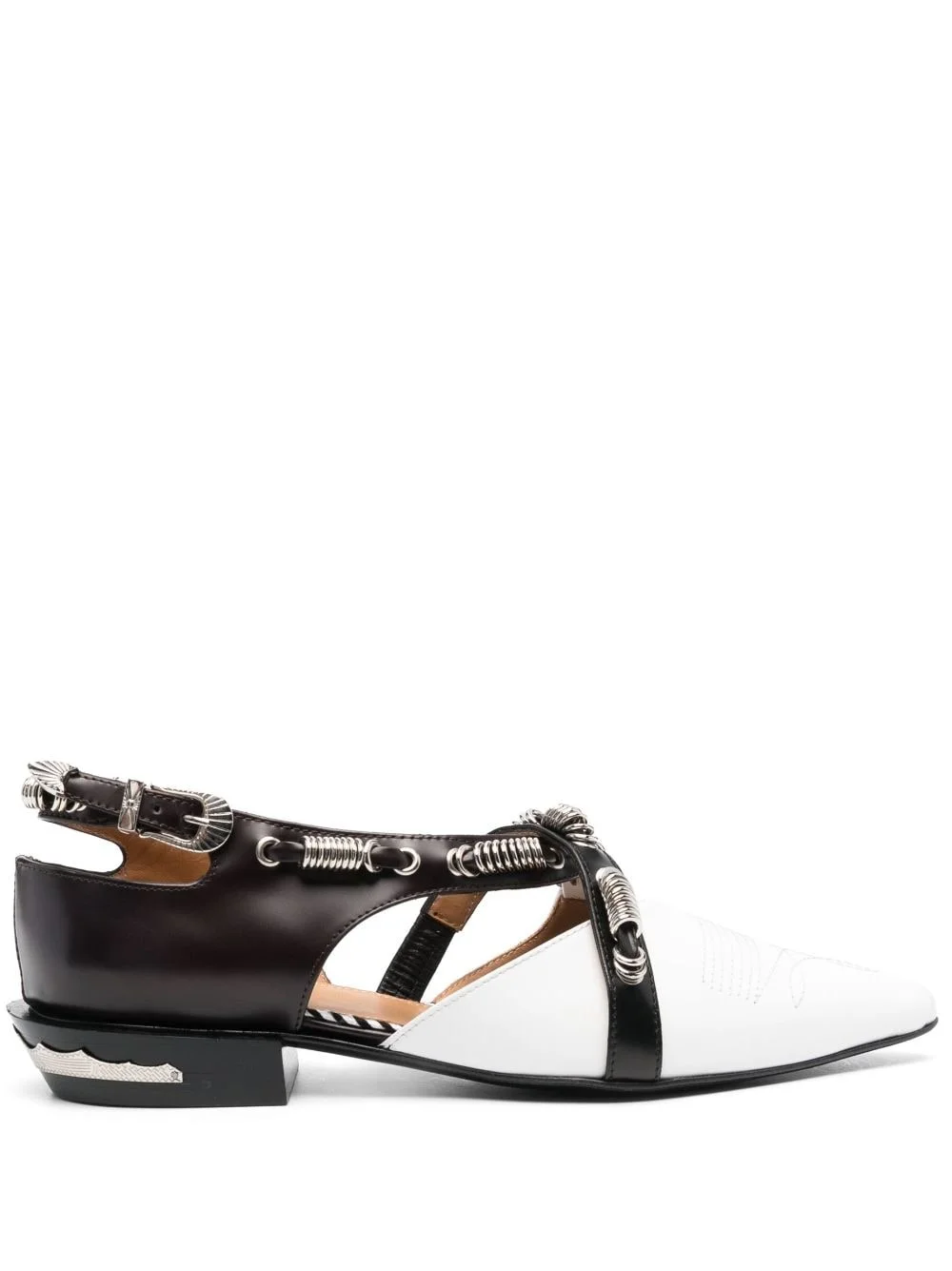 panelled leather ballerina shoes - 1