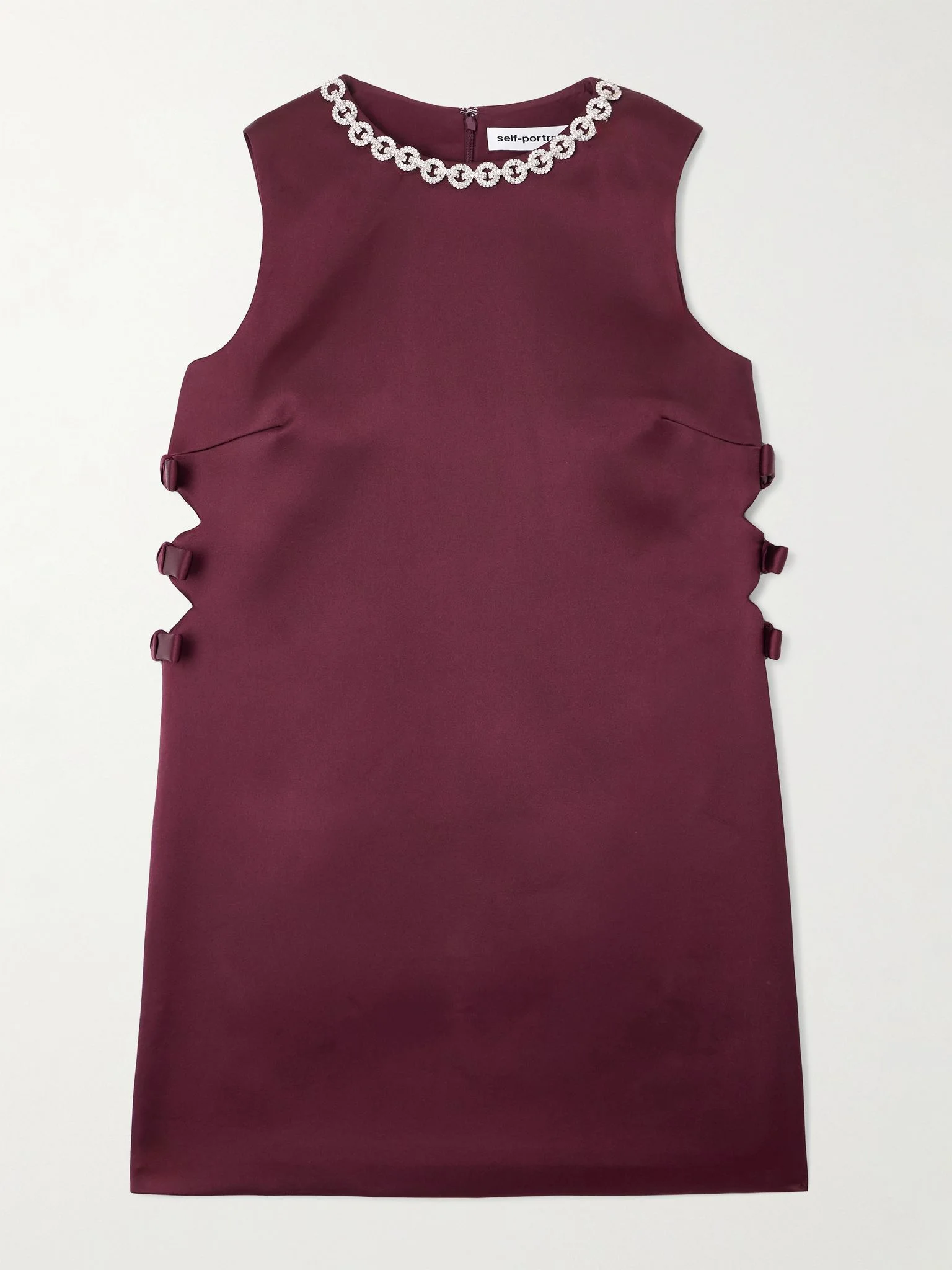 Cutout embellished satin mini dress Burgundy - 1