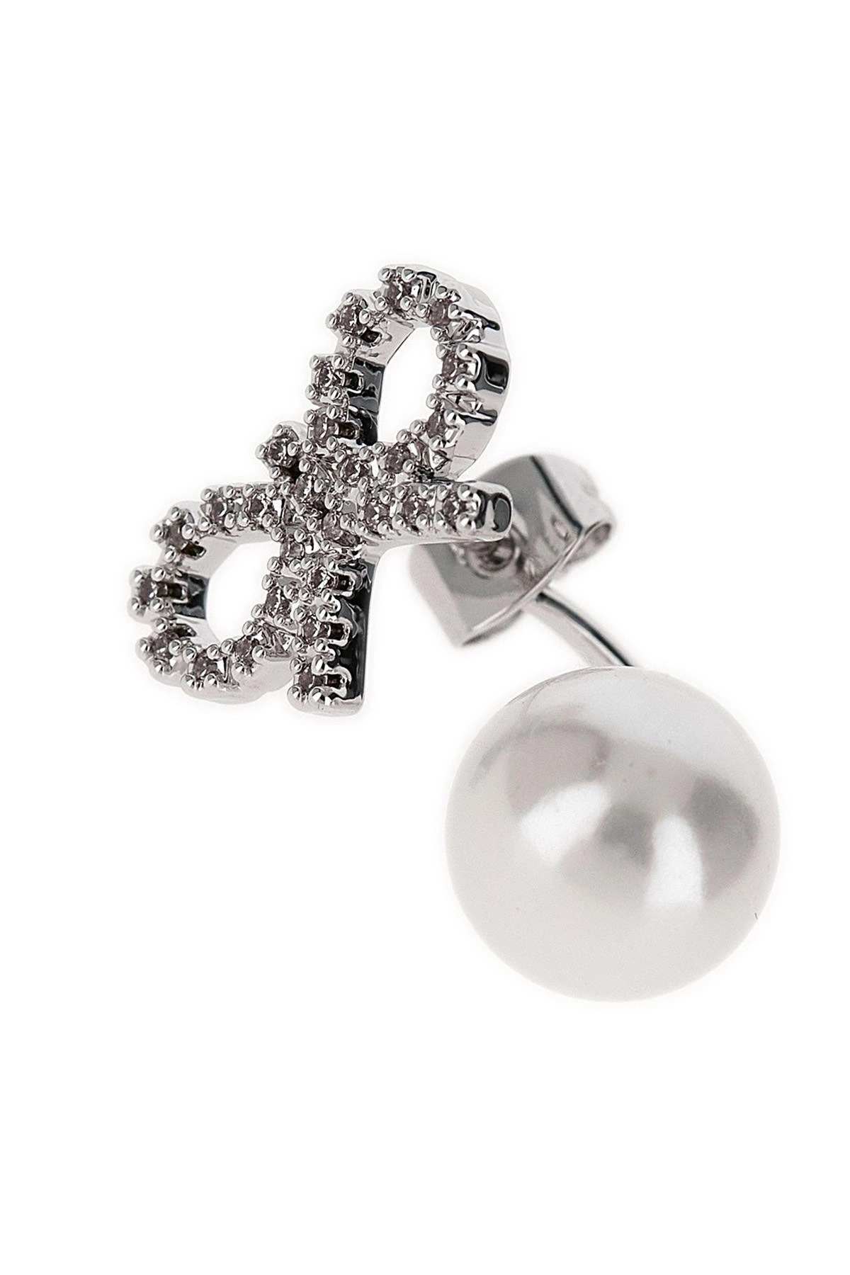 'Crystal Bow Pearl Jacket' earrings - 3