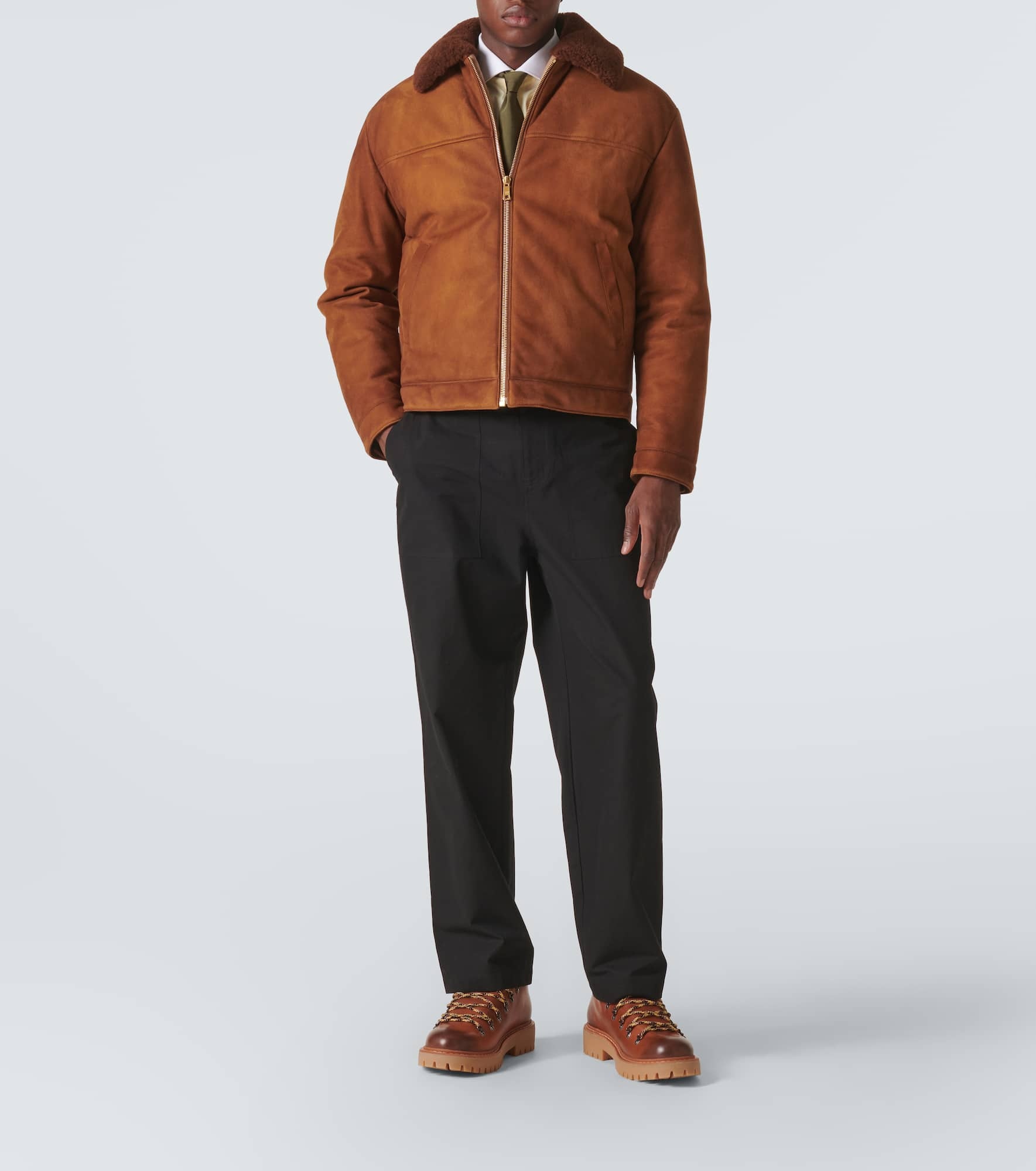 Shearling-trimmed suede jacket - 2