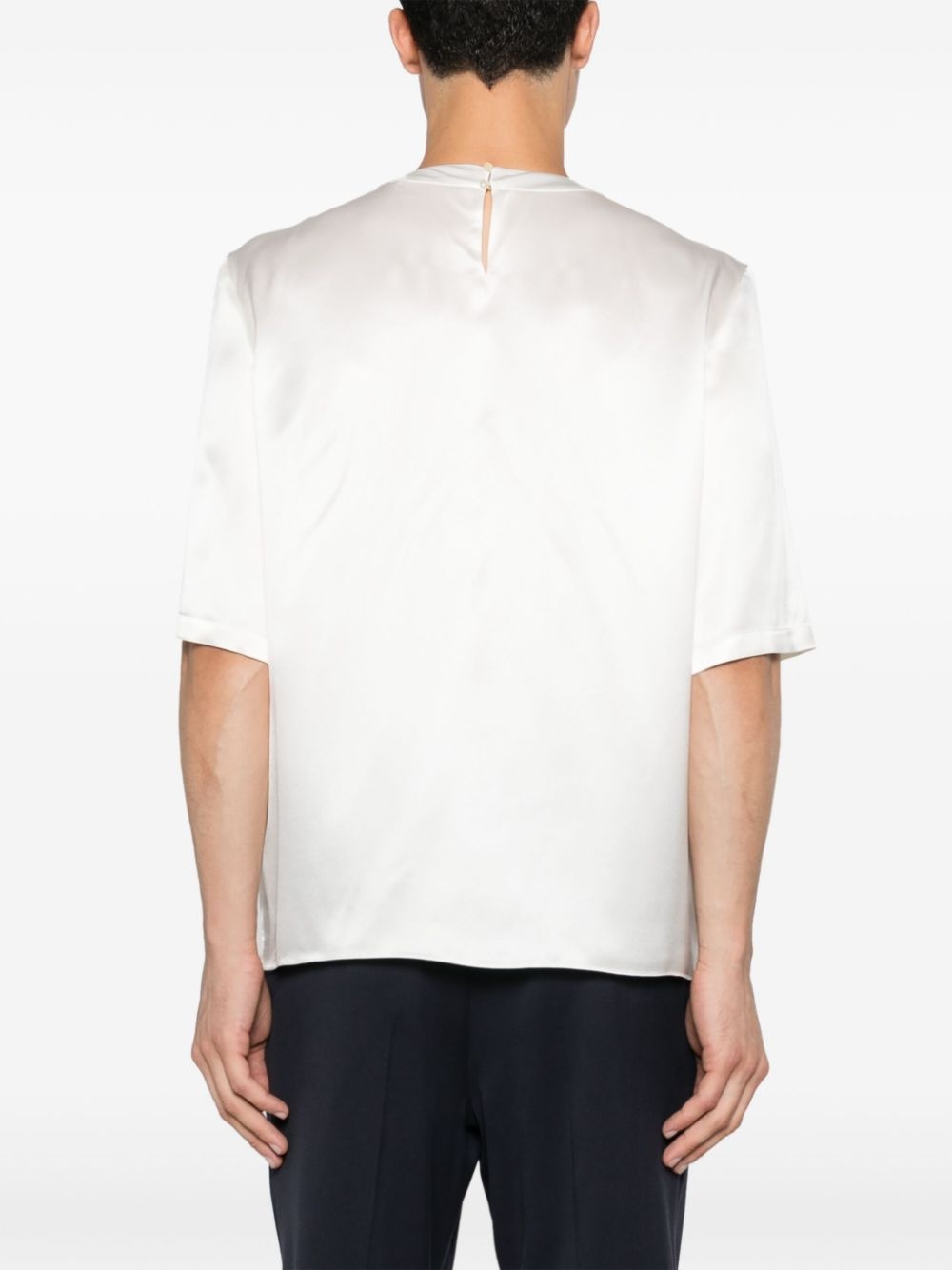 round-neck silk T-shirt - 4