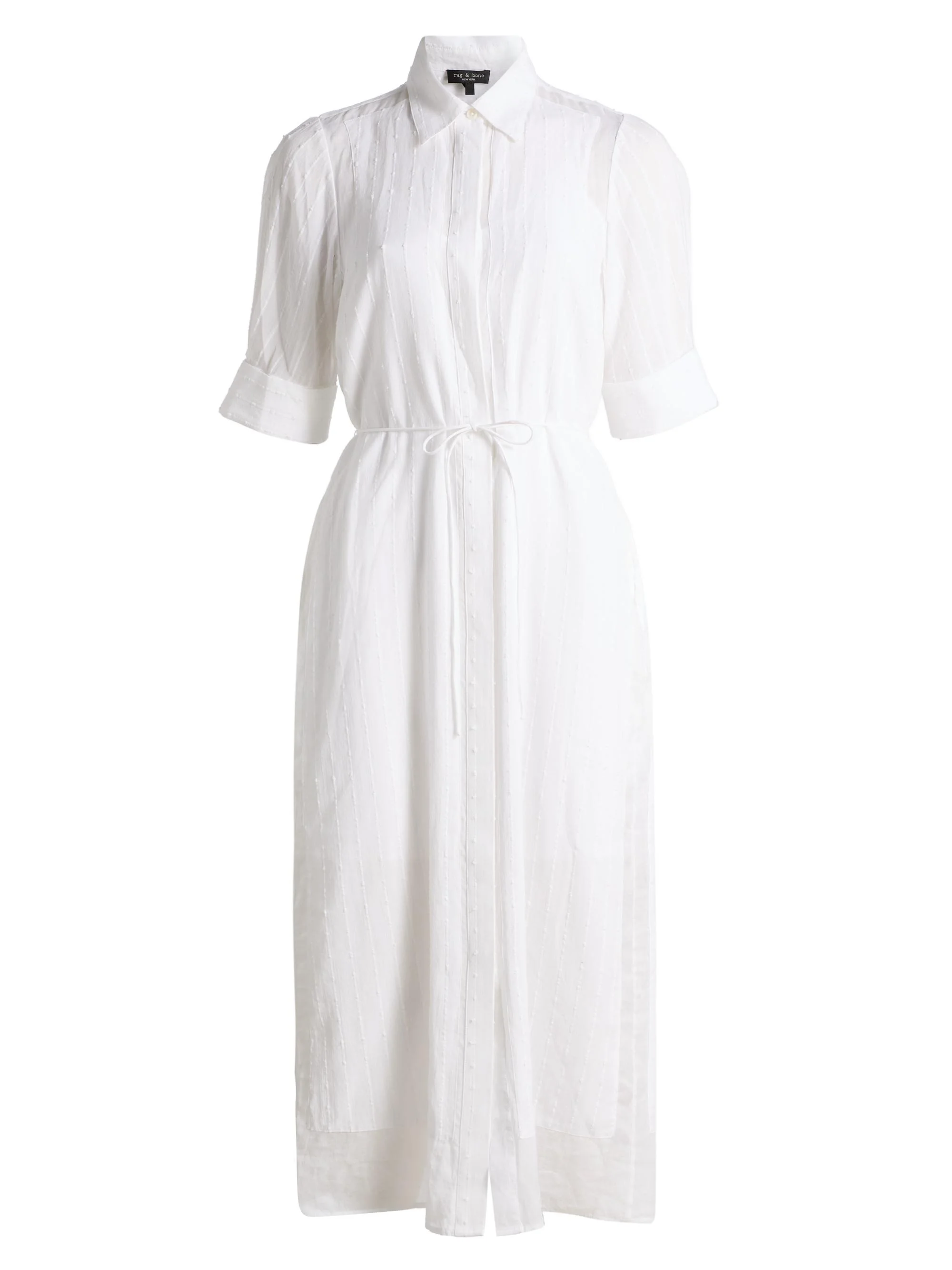 Women's Lucy Textured Midi-Shirtdress - White - 1