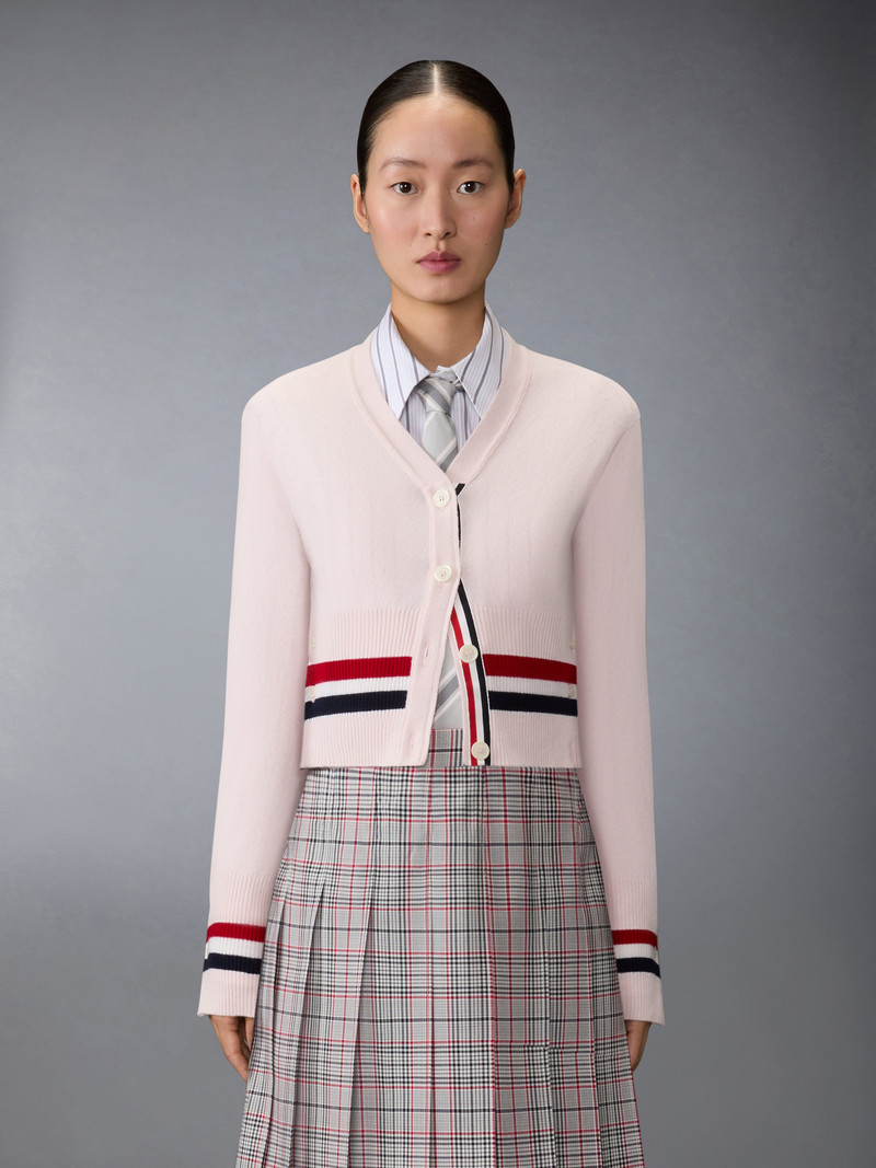 Thom Browne CASHMERE RWB STRIPE SHRUNKEN CARDIGAN outlook