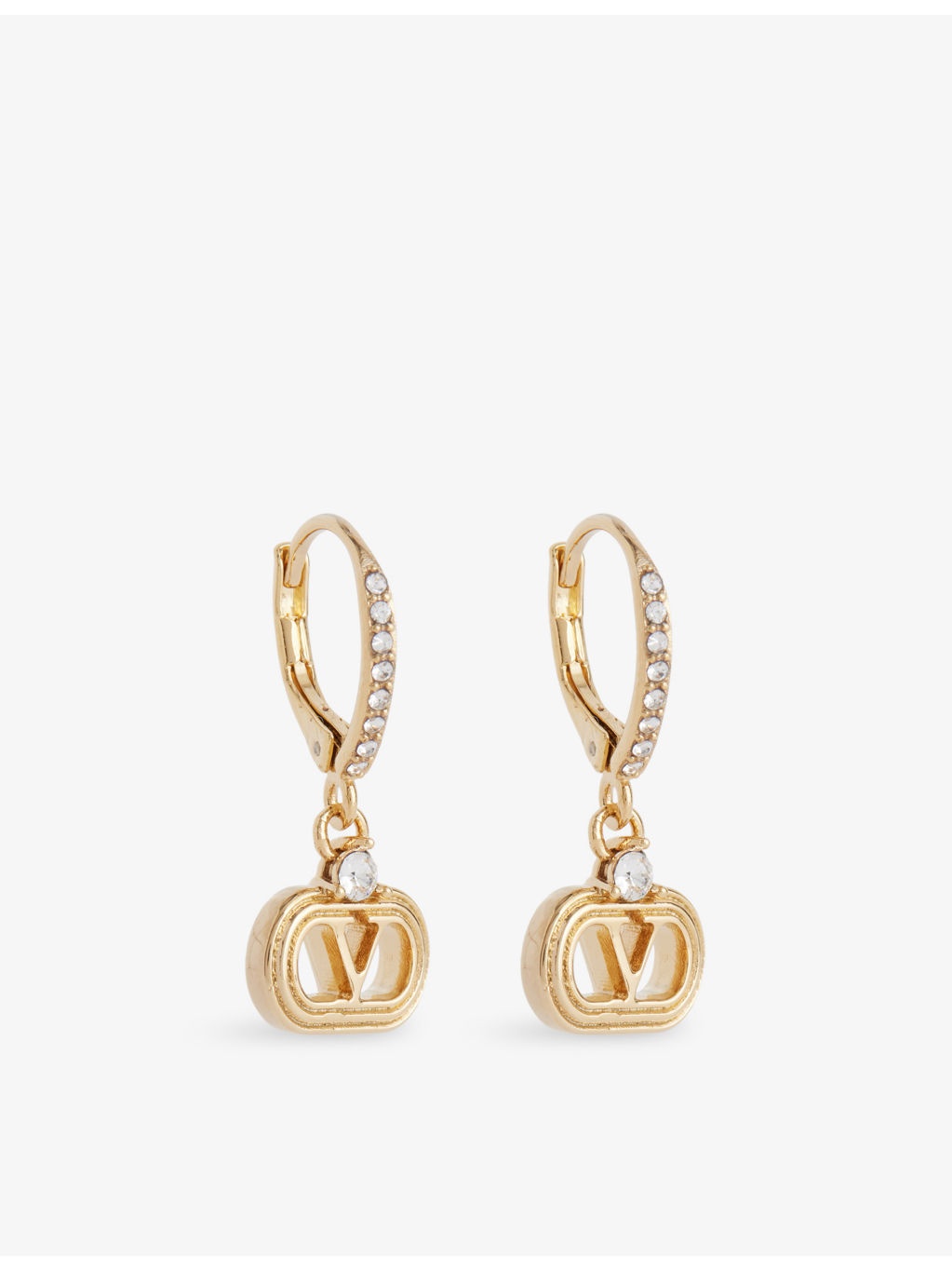 Ovalette Crystal-Embellished Brass Drop Earrings - 3