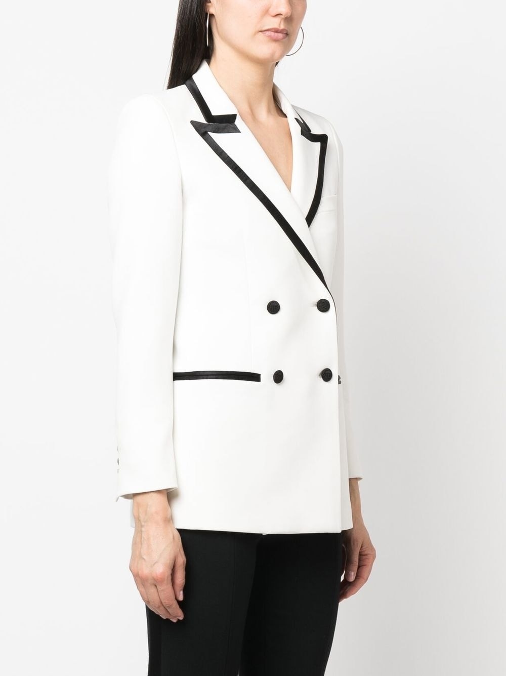 contrasting-trim detail blazer - 3