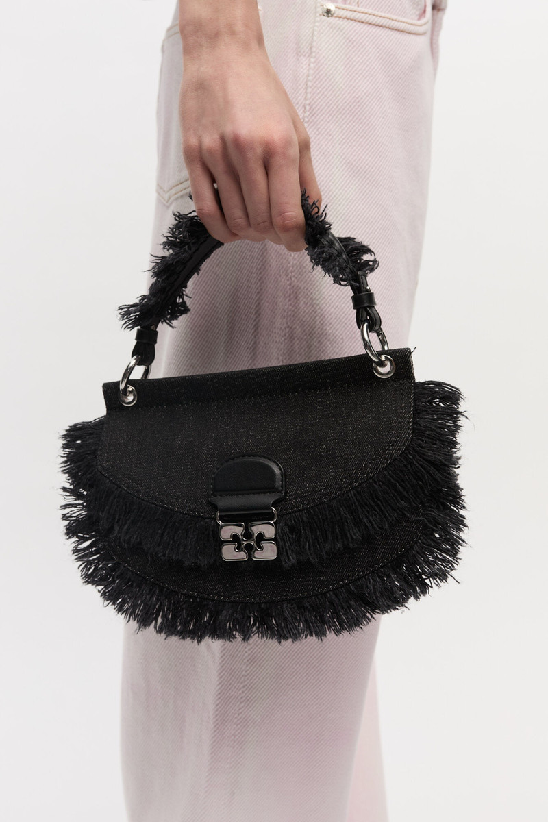 GANNI BLACK DENIM MINI TOP HANDLE APO-G BAG outlook