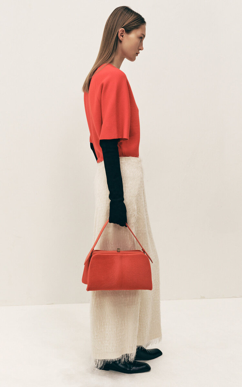 KHAITE Warren Compact Merino Wool T-Shirt red outlook