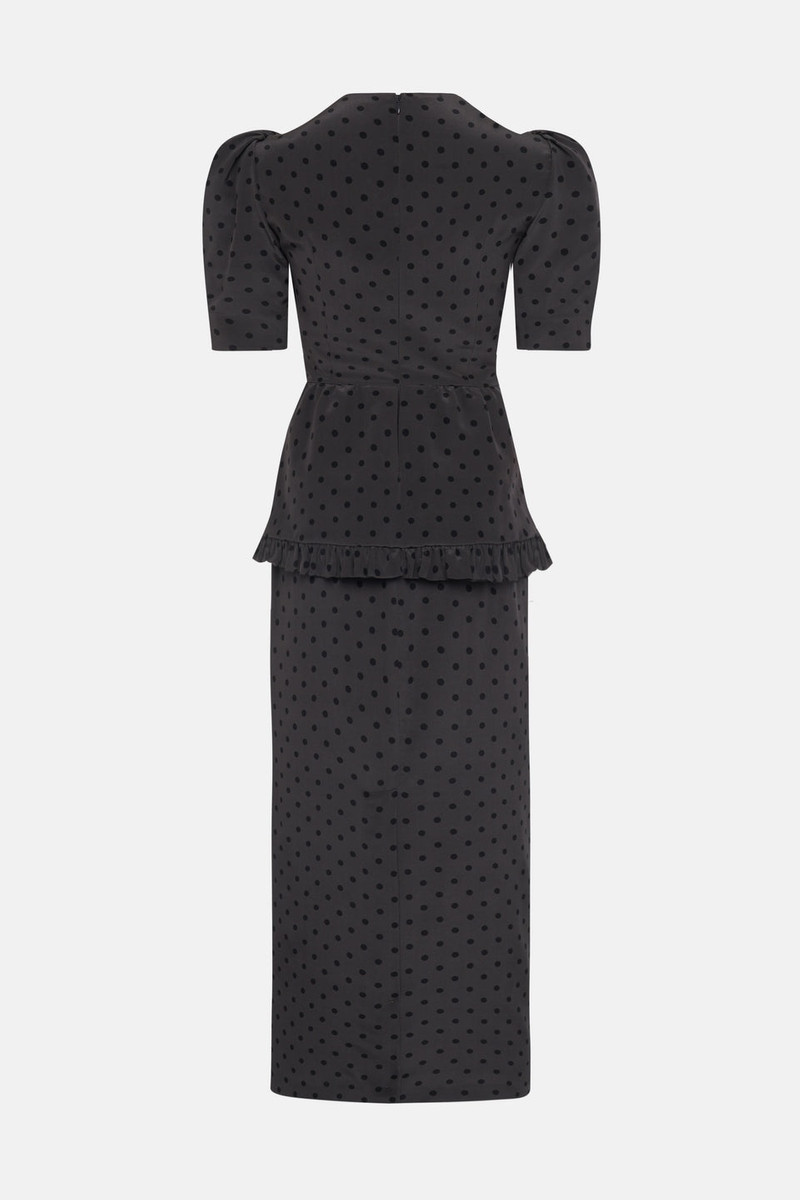 POLKA DOT PRINT SILK DRESS WITH RUFFLE DETAILS 2