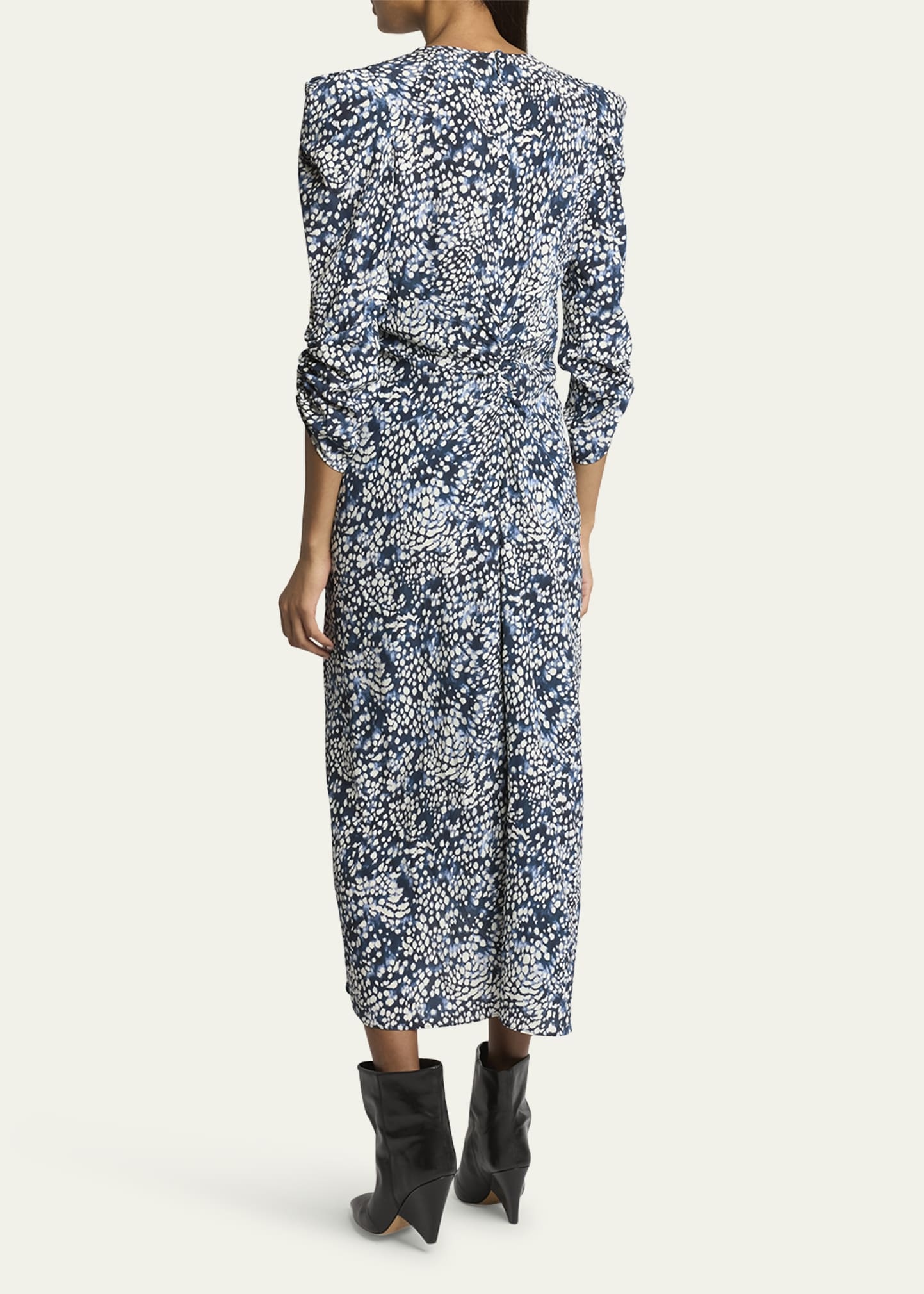 Albini Ruched Floral-Print Midi Dress - 3