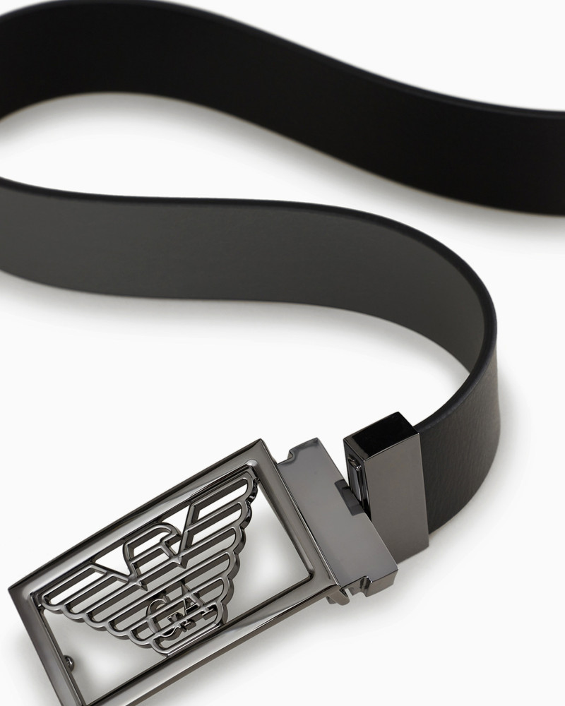 EMPORIO ARMANI Two-toned reversible leather belt with one side in palmellato leather outlook