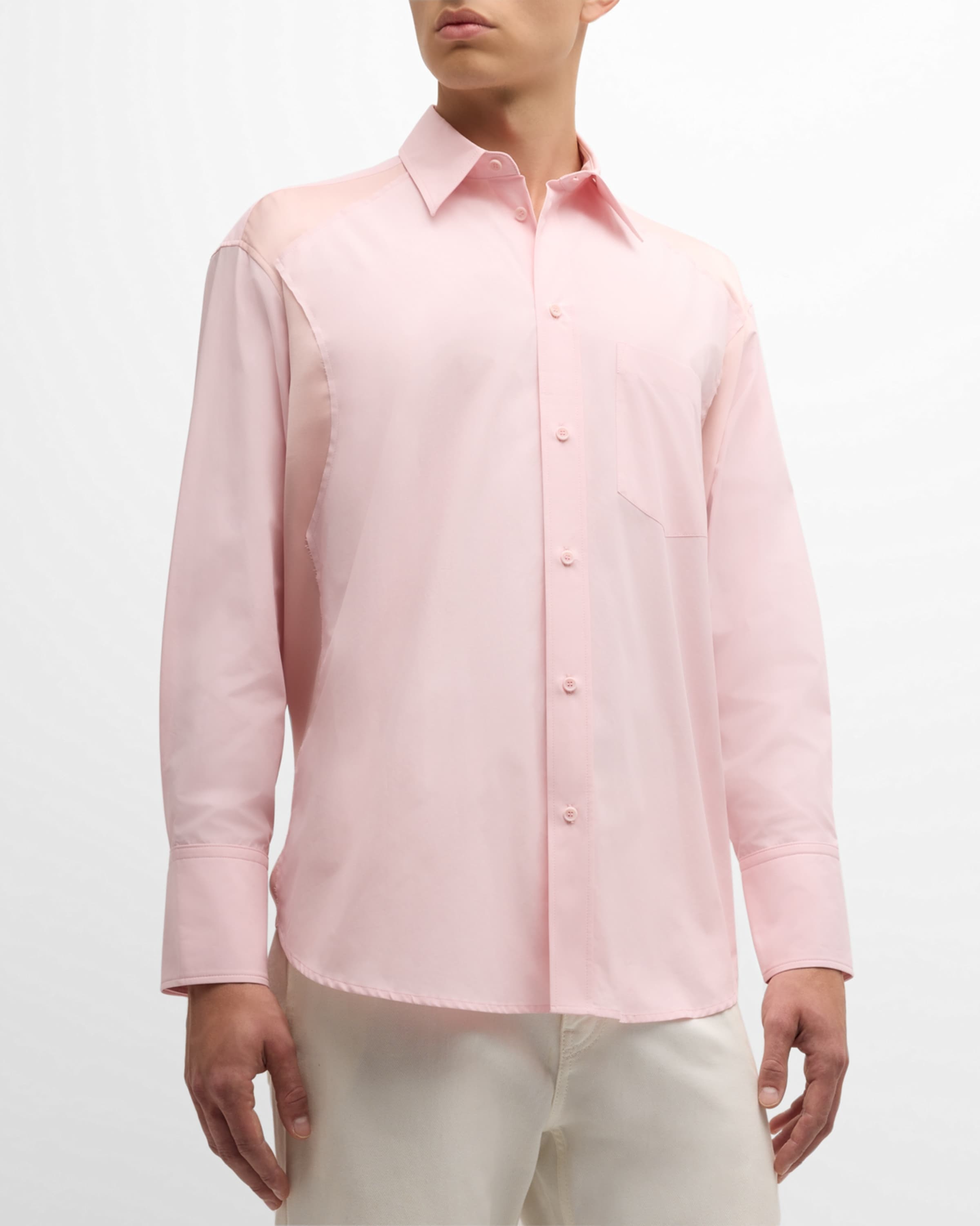 Men's Sport Shirt with Satin Inserts - 2