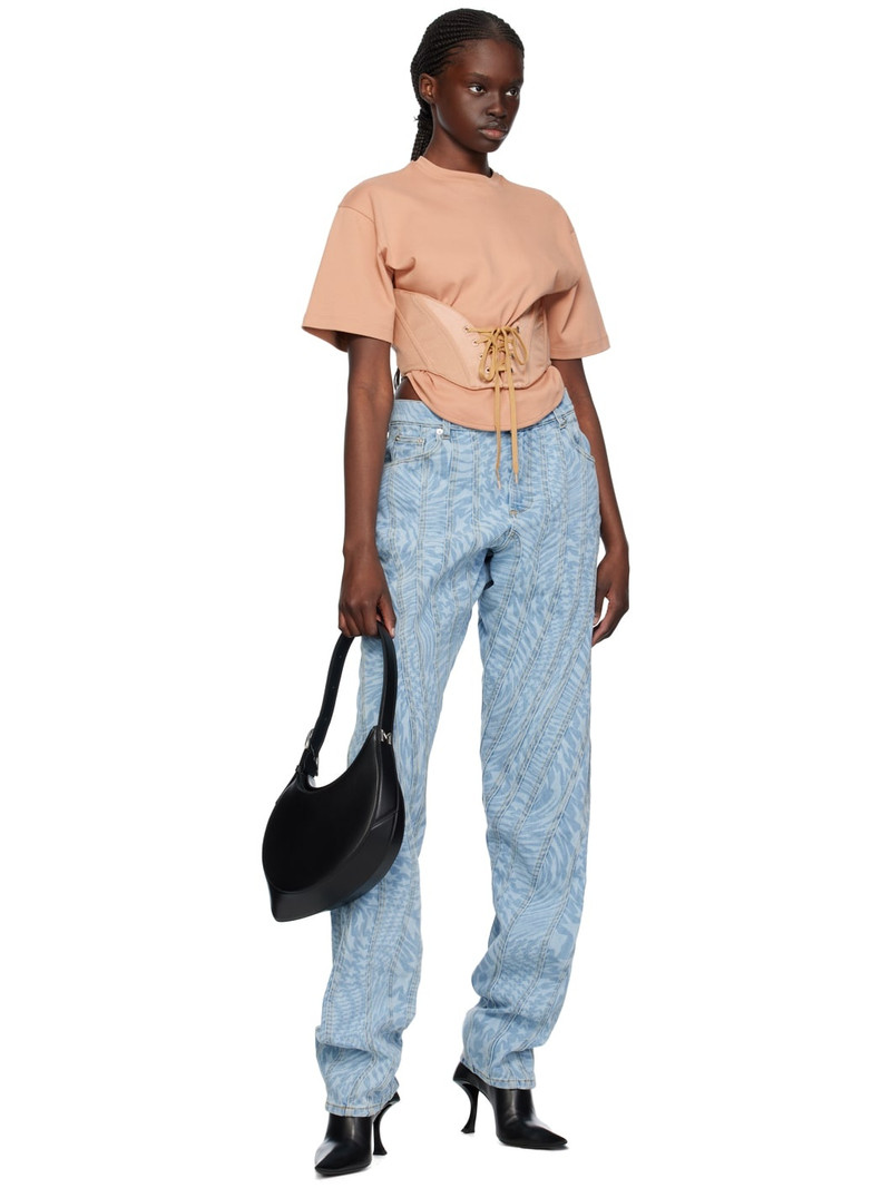 MUGLER Tan Lace-Up T-Shirt outlook