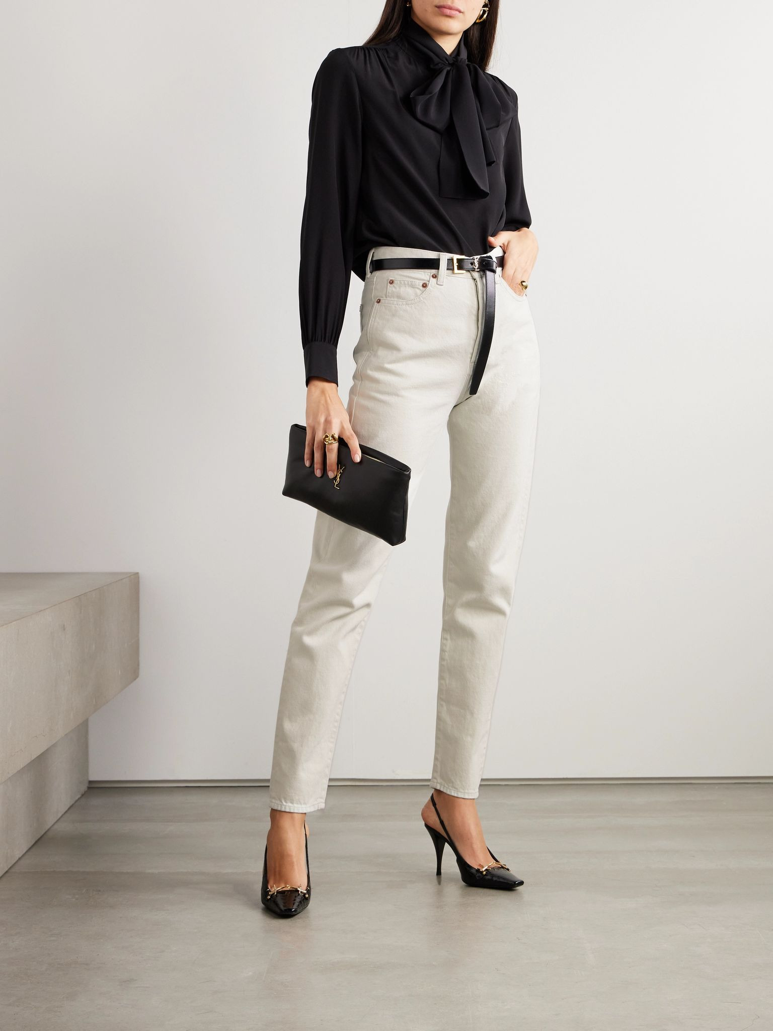 High-rise slim-leg jeans White - 2