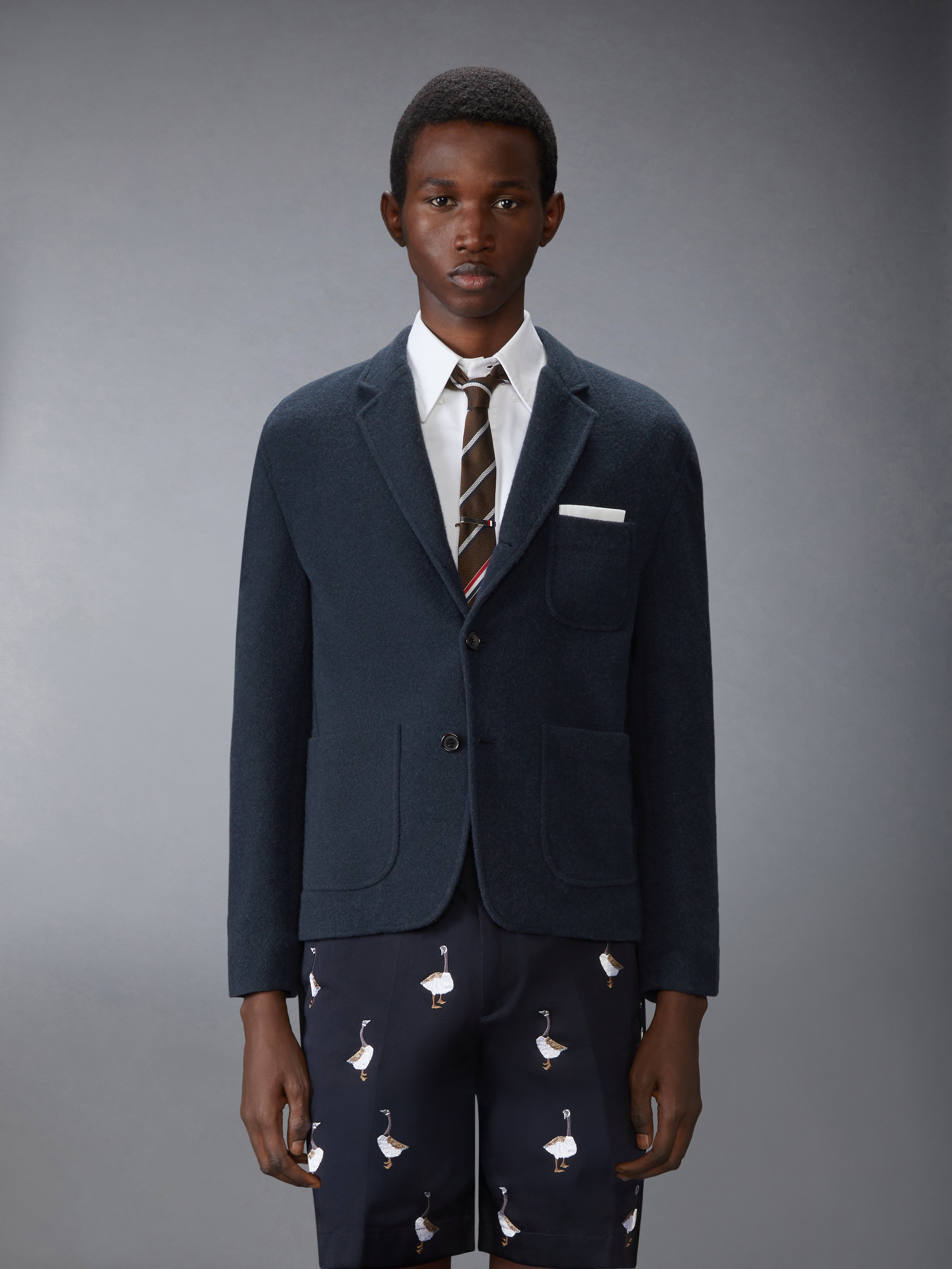 WOOL SILK PIQUE SACK JACKET - 2