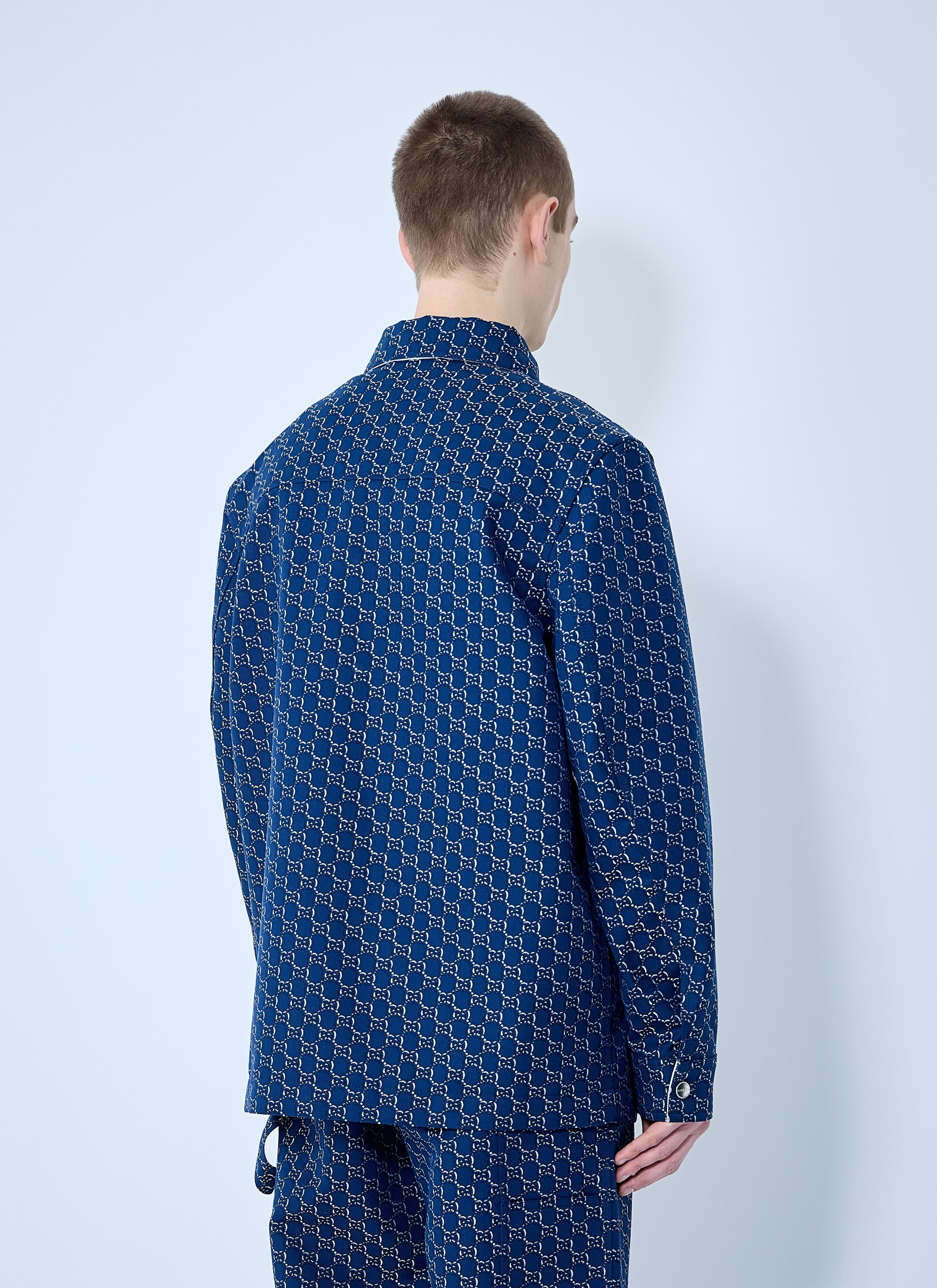 Gucci Men Cotton Jacquard Jacket With Gg Shadow - 4