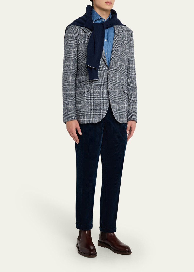 Brunello Cucinelli Men's Cotton Corduroy Waist-Tab Pleated Pants outlook