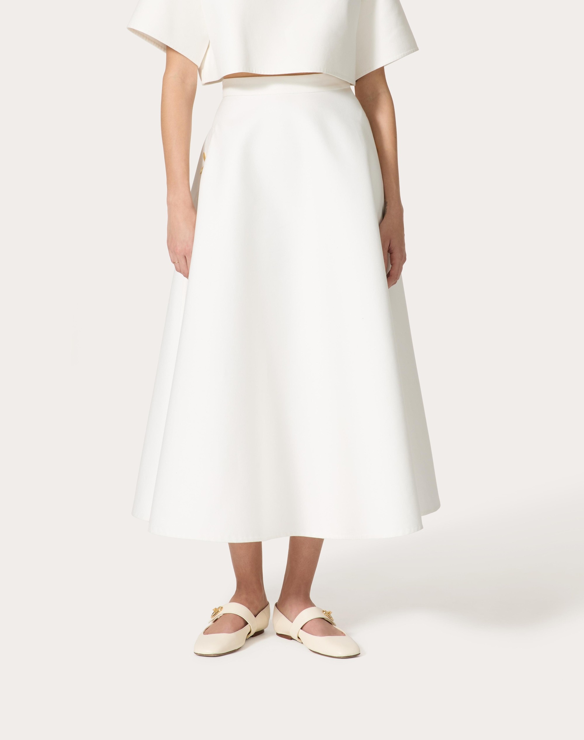 LIGHT DOUBLE SPLITTABLE GABARDINE MIDI SKIRT - 3