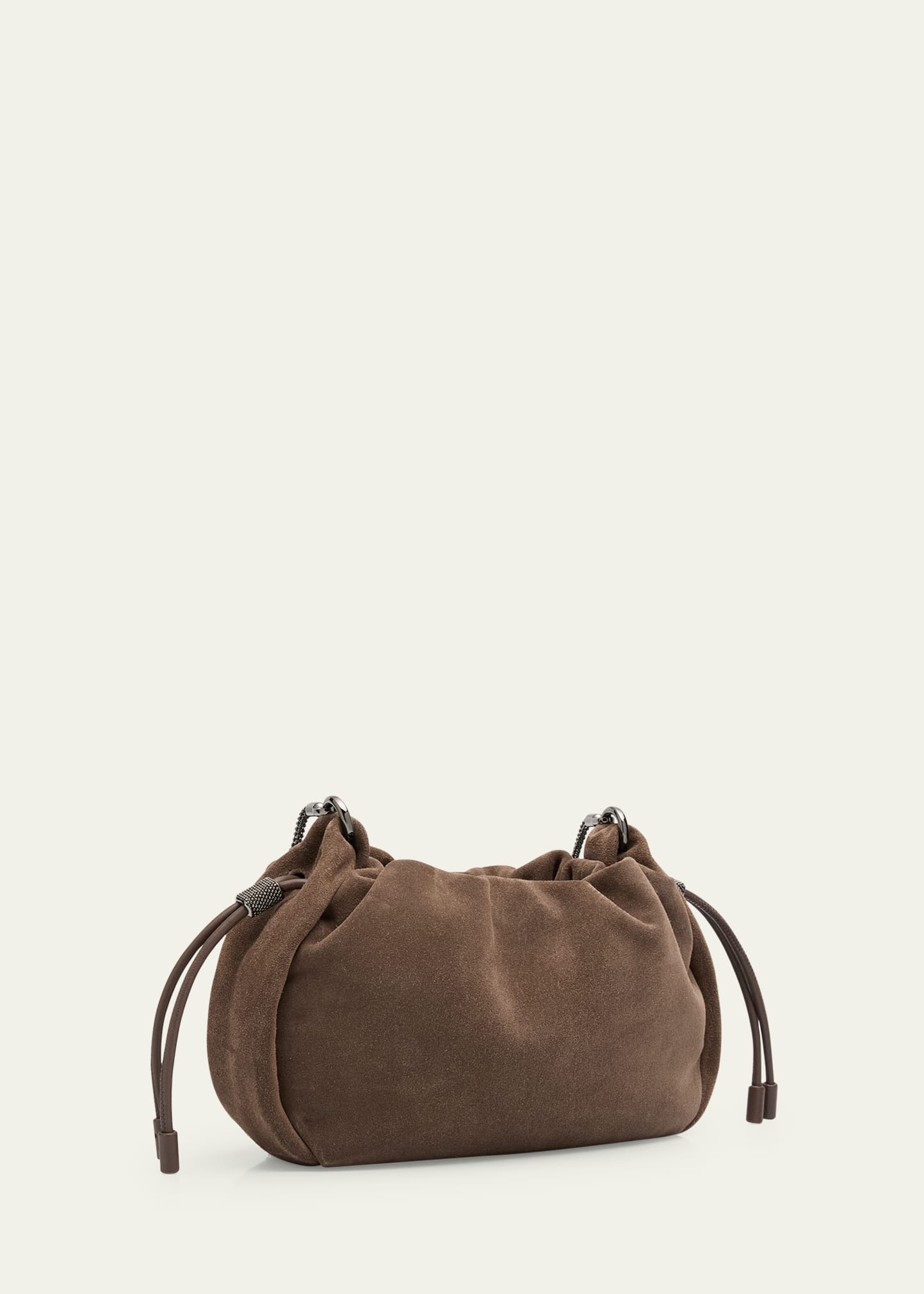 Small Drawstring Suede Crossbody Bag - 2