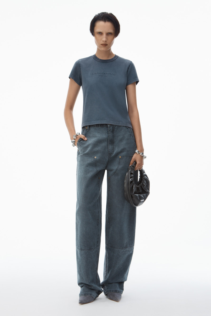 Alexander Wang shrunken logo embossed tee in cotton outlook