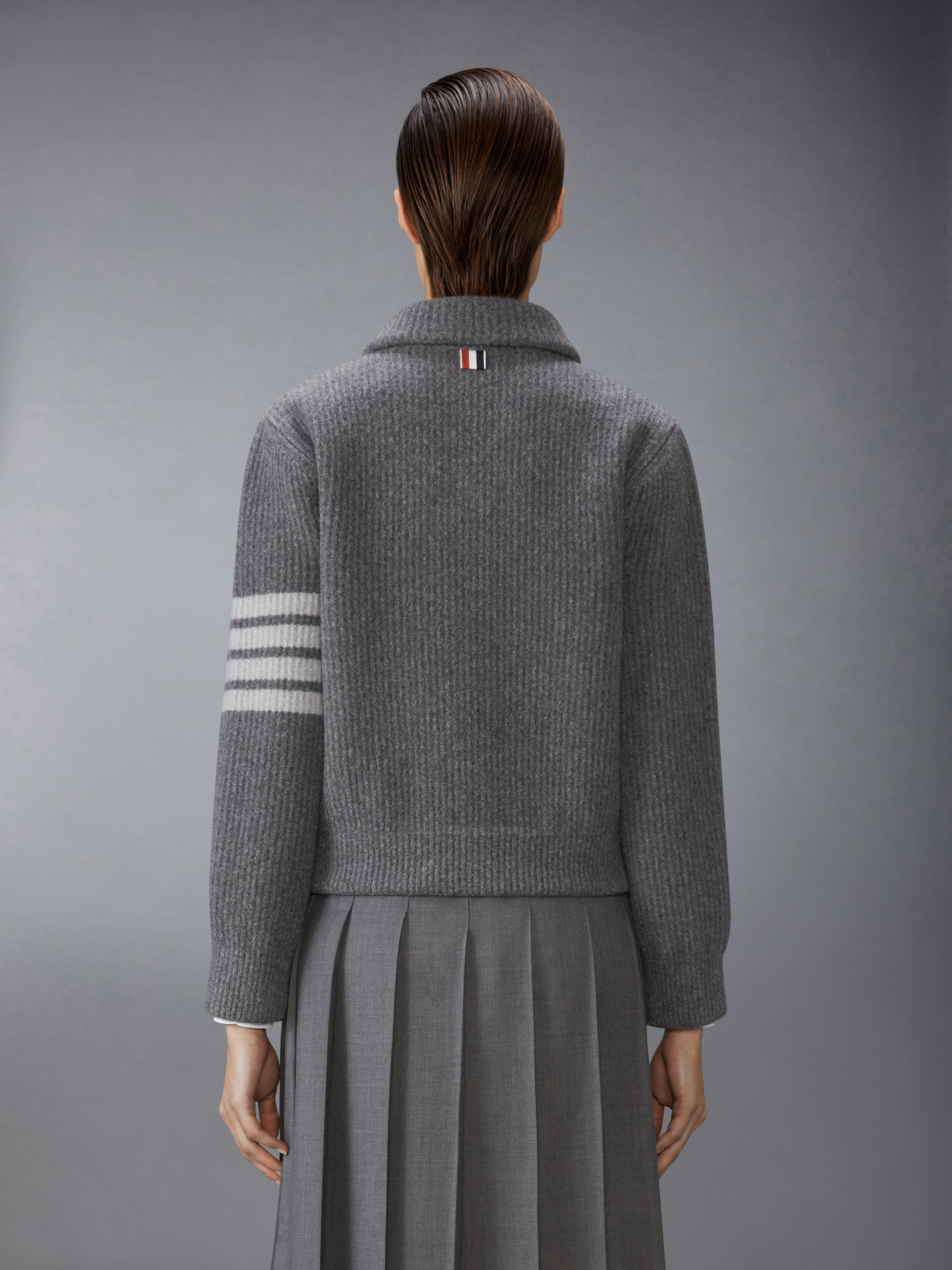 BOILED MERINO WOOL 4-BAR BOMBER JACKET - 3