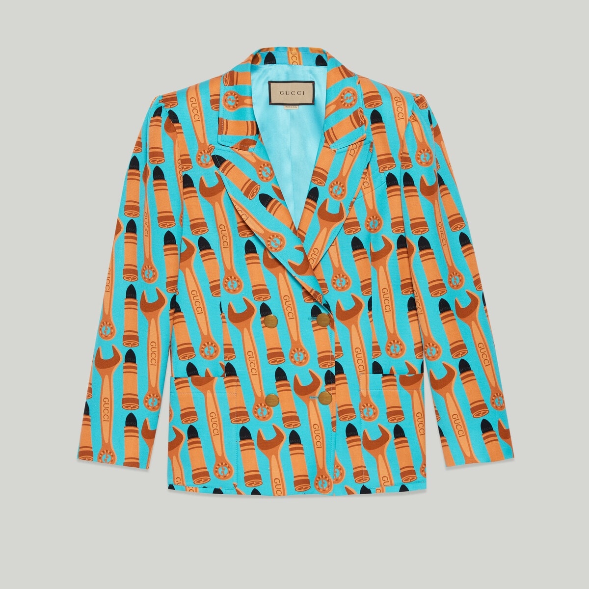 Lipstick and tool print silk jacket - 1