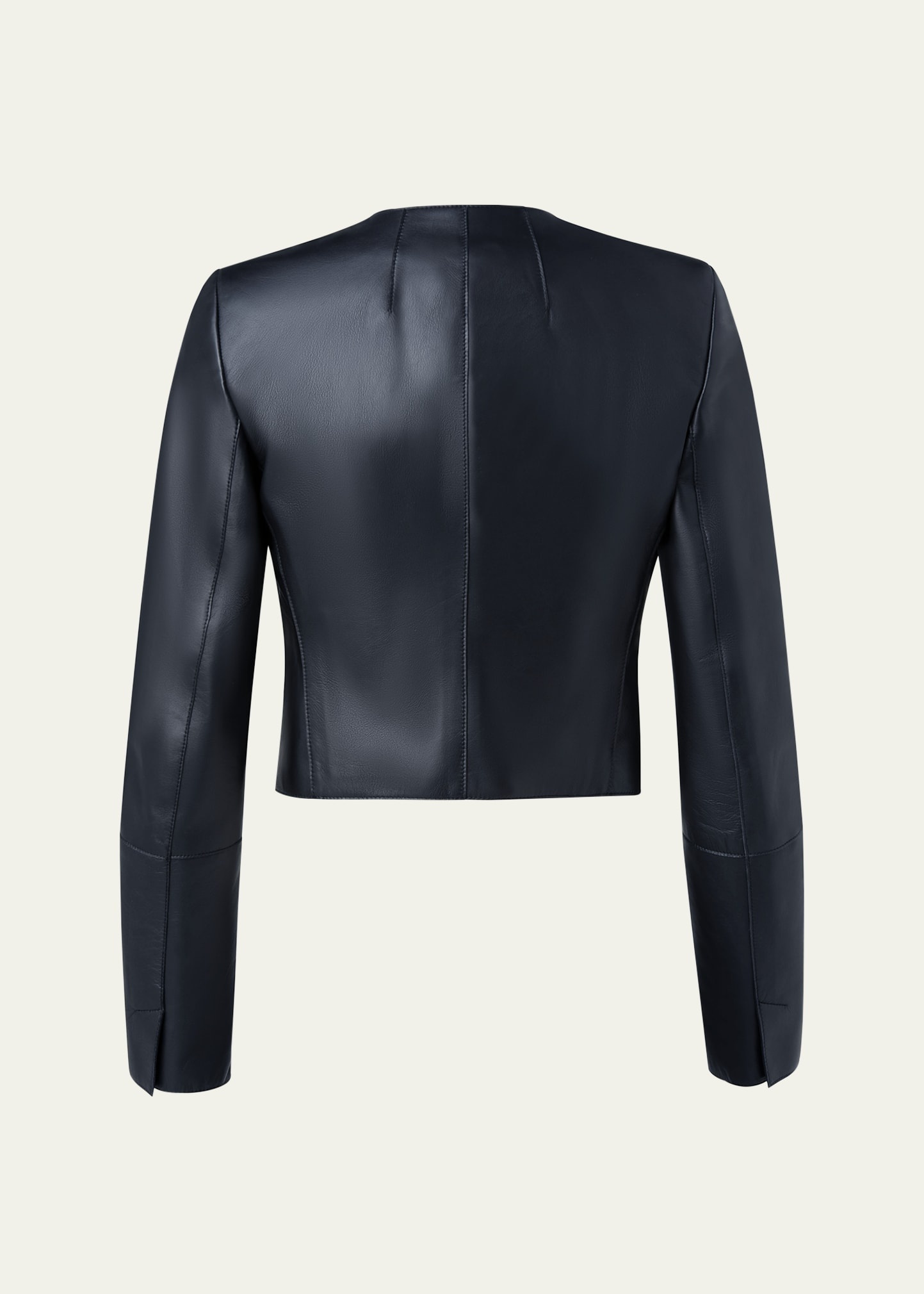 Hasso Cropped Napa Leather Jacket, Black - 3