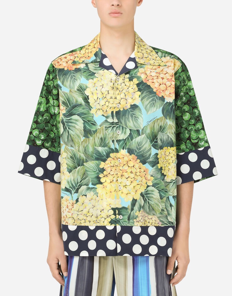 Cotton Hawaiian shirt with Flower print - 1