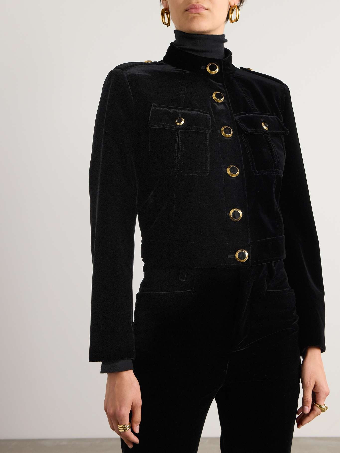 Cropped velvet jacket - 3