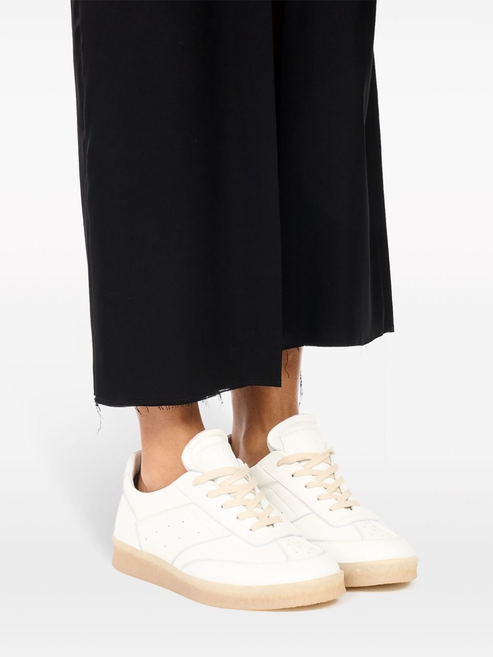stitch-logo leather sneakers - 6